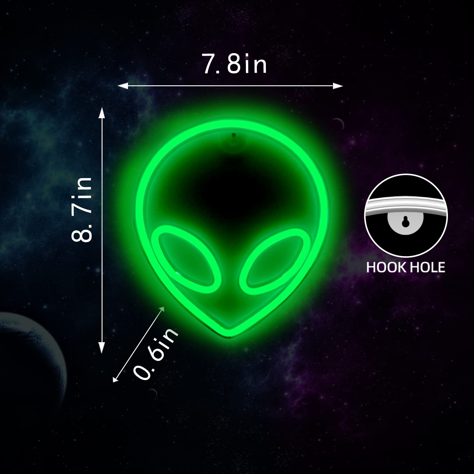 Nicethumb Green Led Alien Neon Sign - Usb/Battery Operated Wall Decor For Game Room & Bedroom