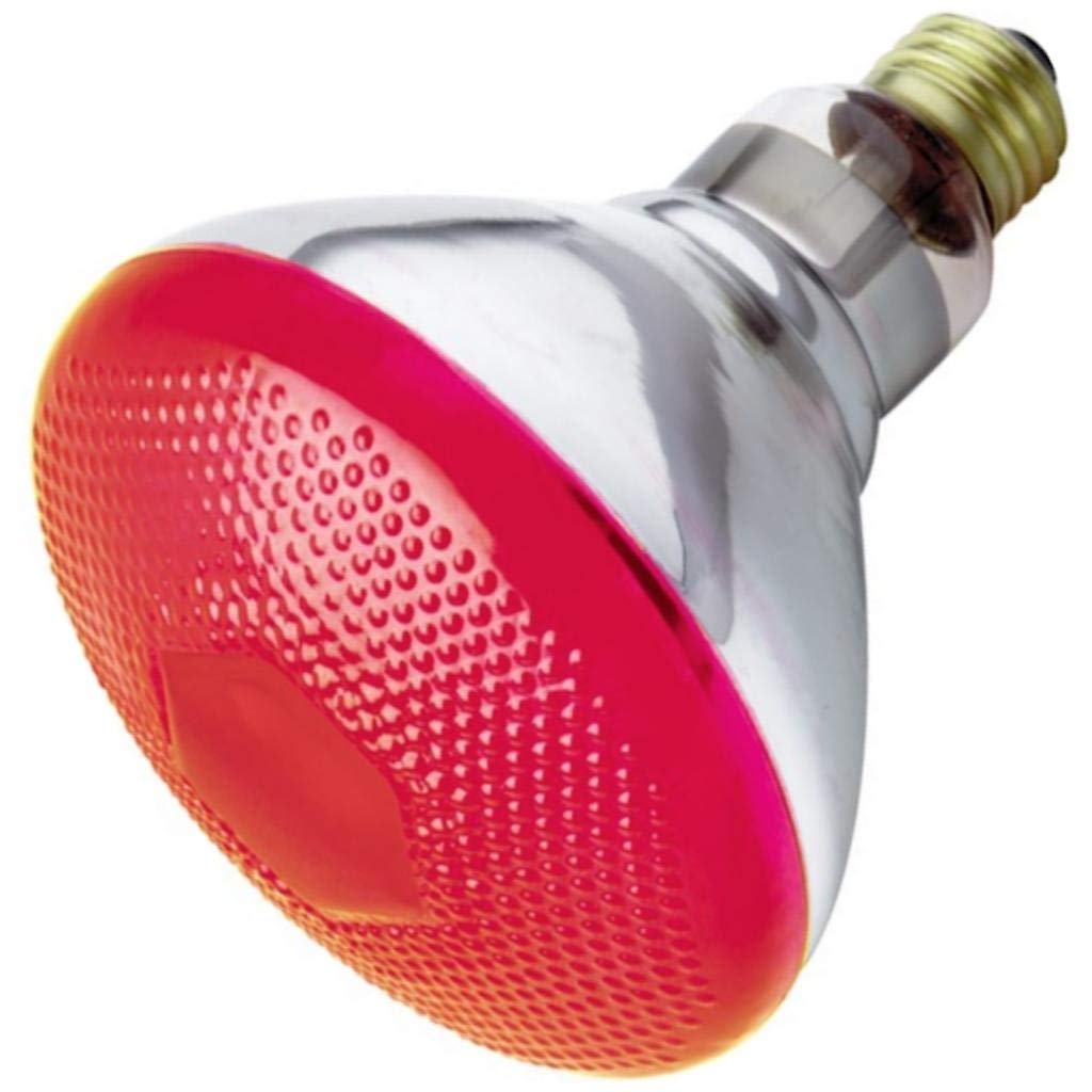 Satco S4424 100 Watt Br38 Incandescent 120 Volt Medium Base Light Bulb, Red