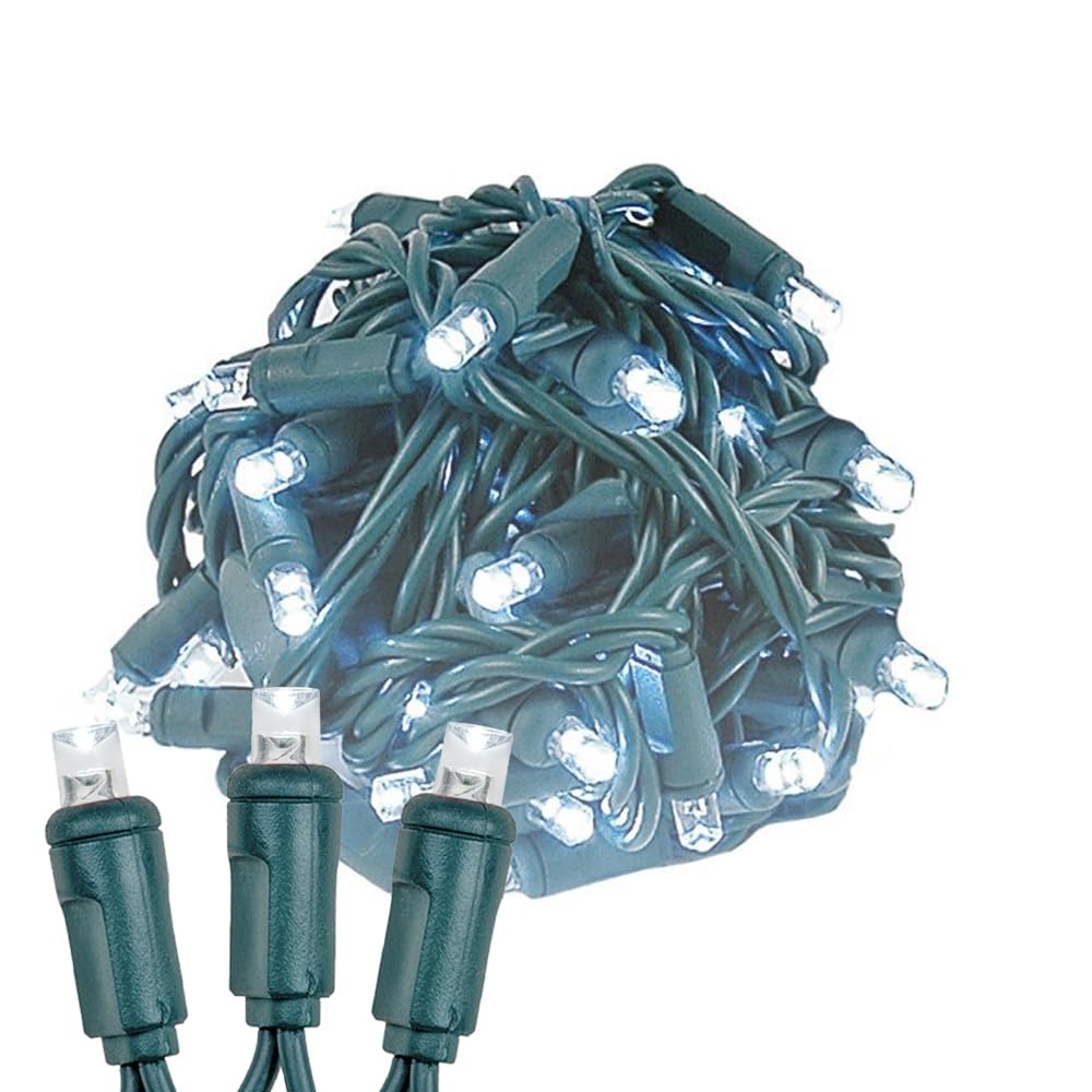 Novelty Lights 24-Pack, 25 Feet 50 LED Pure White Christmas Mini Light String on Green Wire, 5mm Wide Angle Bulbs, Connectable, 