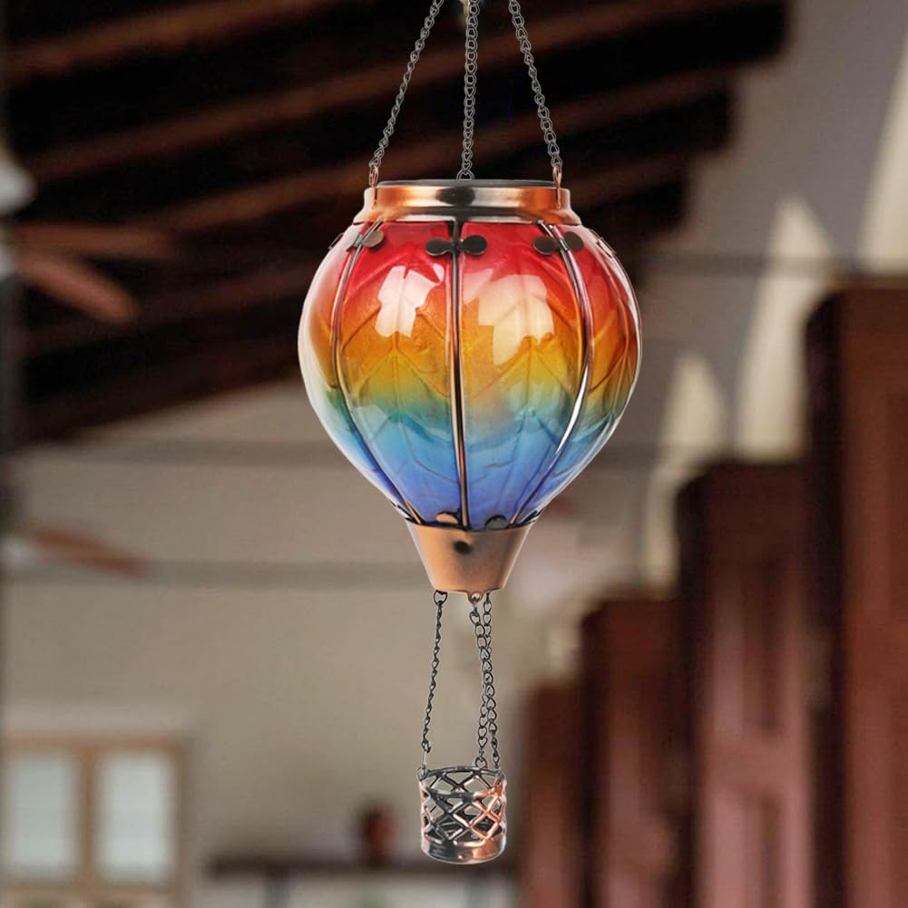 teyigarden Hot Air Balloon Solar Lantern Outdoor Waterproof 18in H Colorful-C