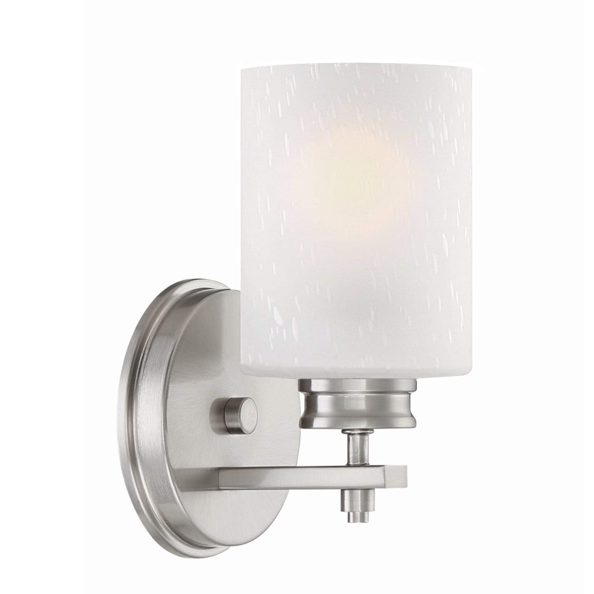 Kira Home Phoebe 8'' Modern Wall Sconce/Vanity Light + Frosted Seeded Glass Shade, Brushed Nickel Finish