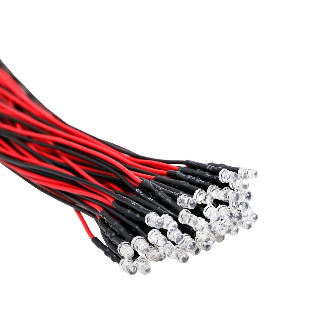 EDGELEC 30pcs Red LED Lights 3mm Pre-Wired 7.9 inch DC 12V Clear Lens