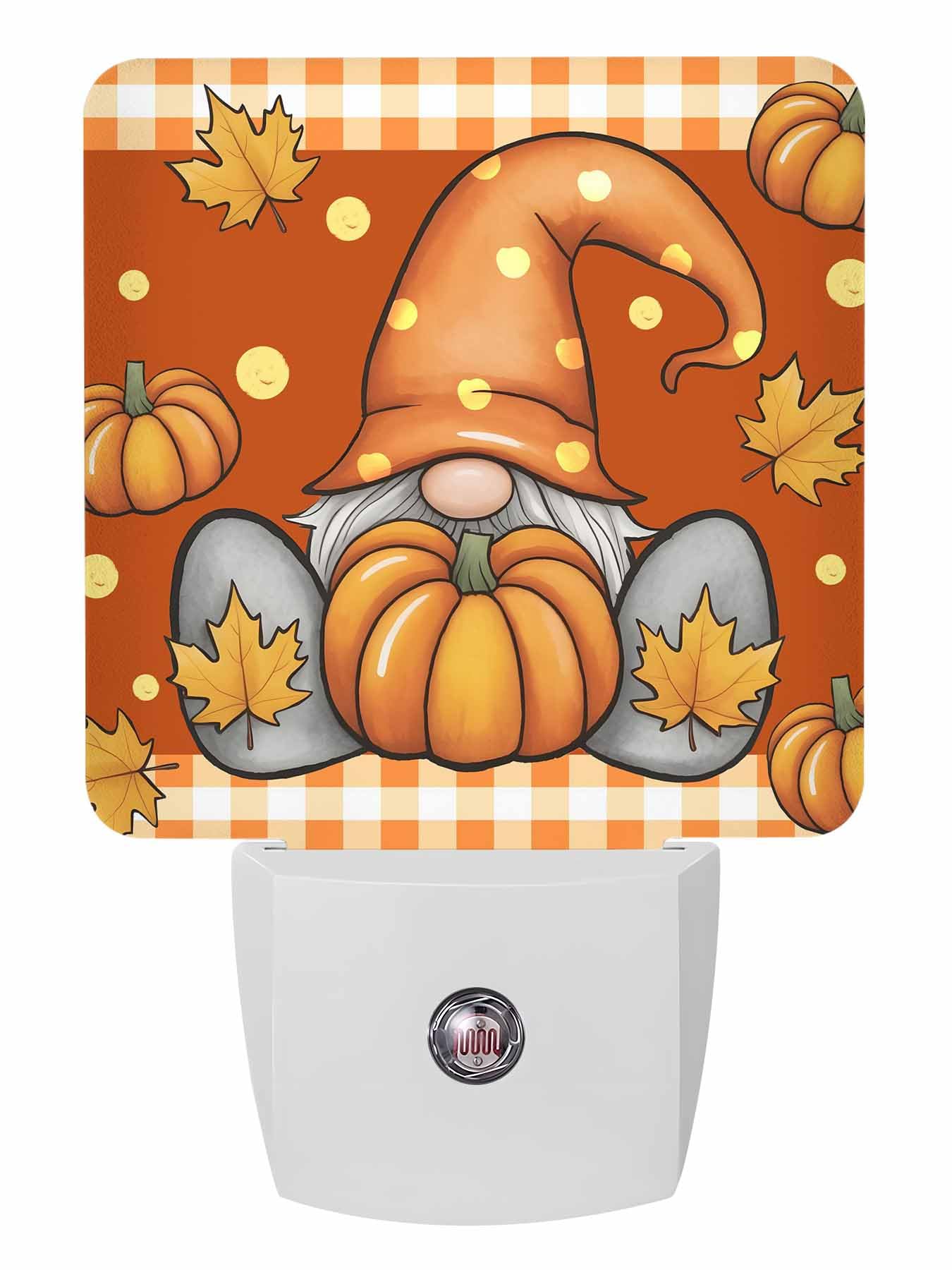 Fall Night Lights Auto Sensor Pumpkin Gnome Plug-in LED Nightlights Dusk to Dawn for Living Room, Bedroom, Bathroom, Kitchen, Ha