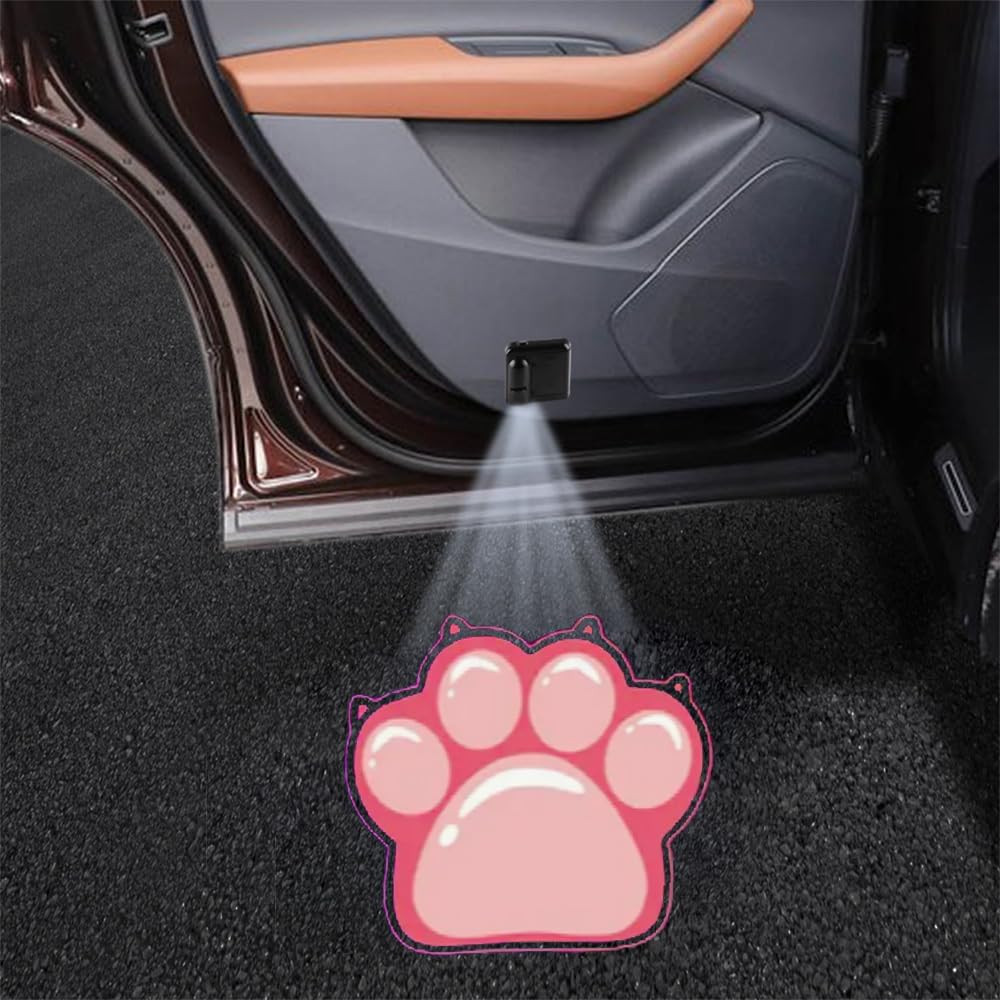 Lmzljz 2Pcs No Fade Car Door Lights Pink Dog Paw Door Lights Logo Projector Led Shadow Welcome Lamp Paw Print Car Accessories Dog Gifts Suitable For All Brands Vehicles Motorcycle