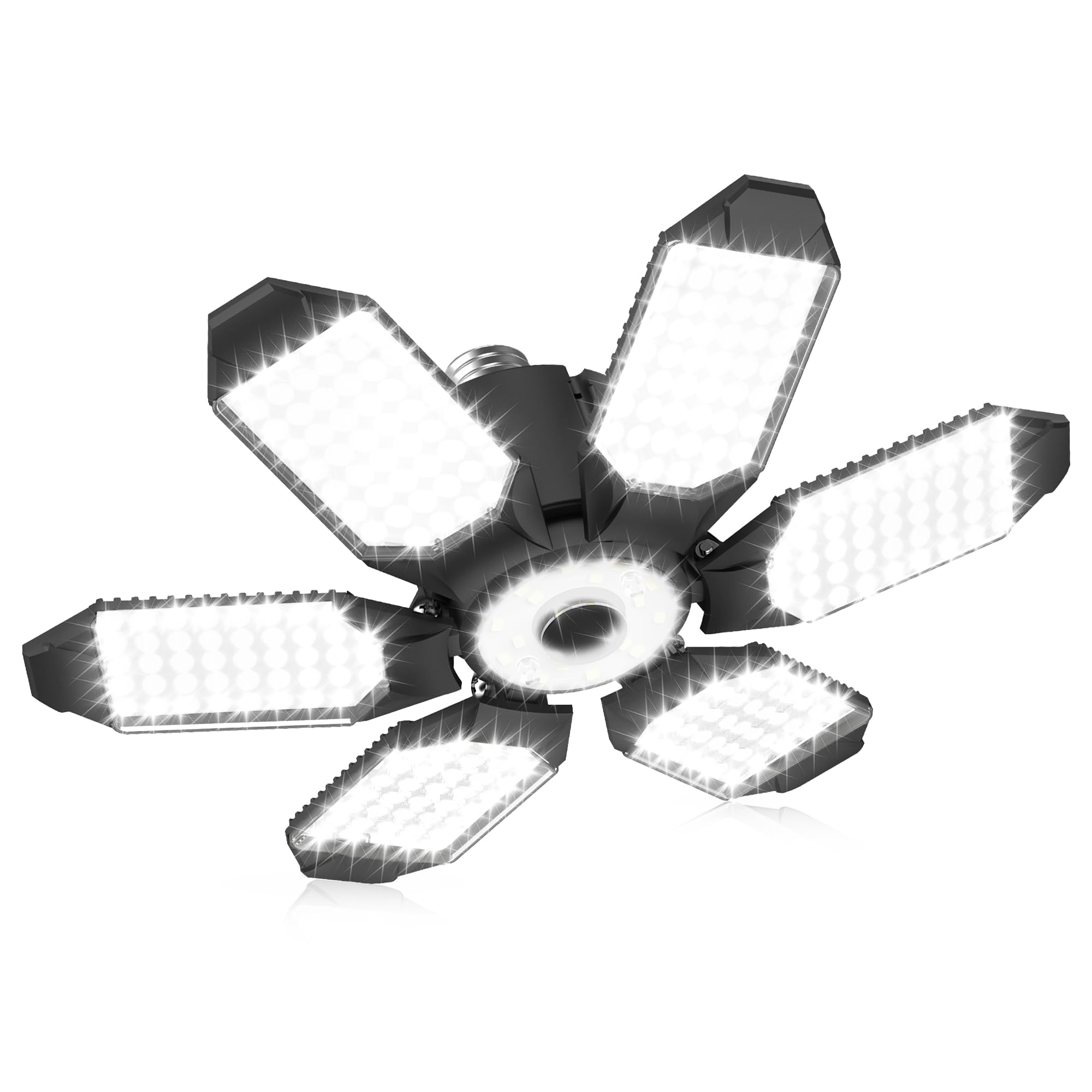 Garage Light LED 100W 10000LM with 6 Deformable Panels, E26/E27 Screw in Shop Light, 6000K Light Bulb Led Garage Ceiling Lights 