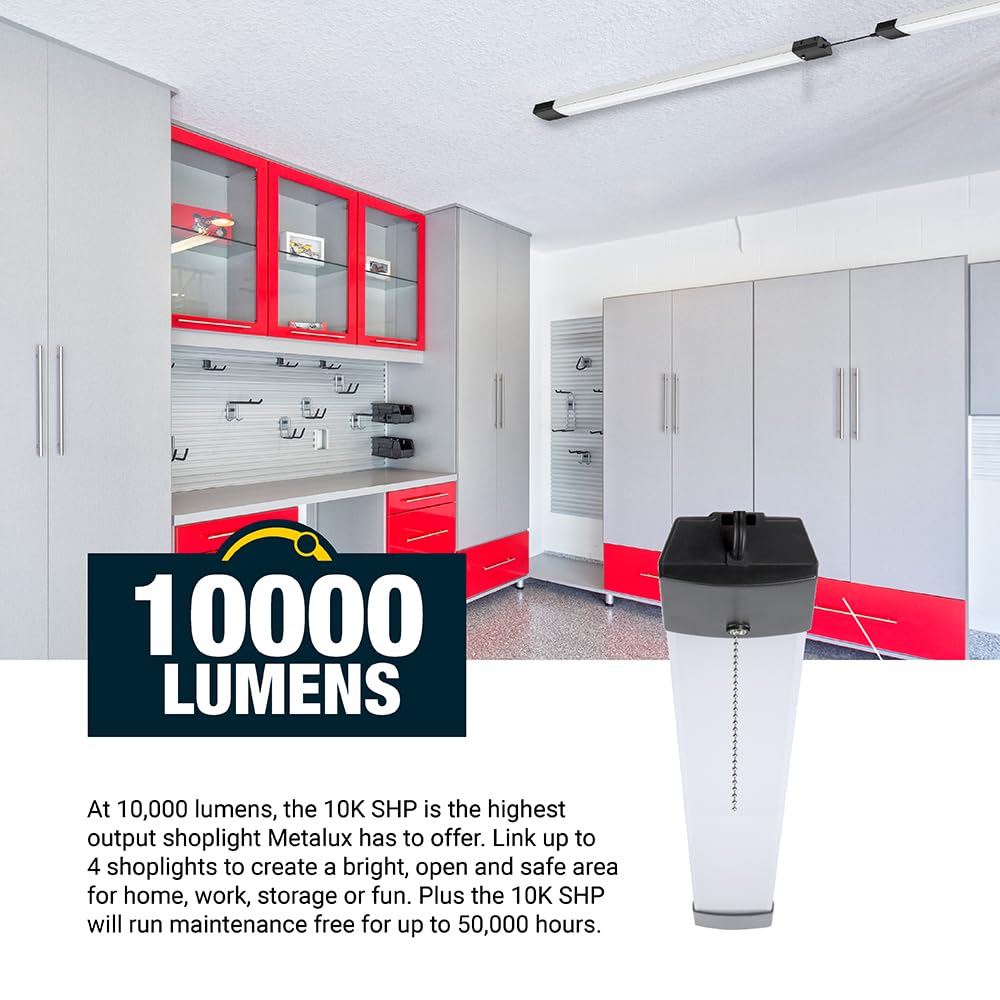 Metalux Shp 4 Ft. 128-Watt Equivalent, 10000 Lumens Integrated Led, White Shop Light, 4000K Cct