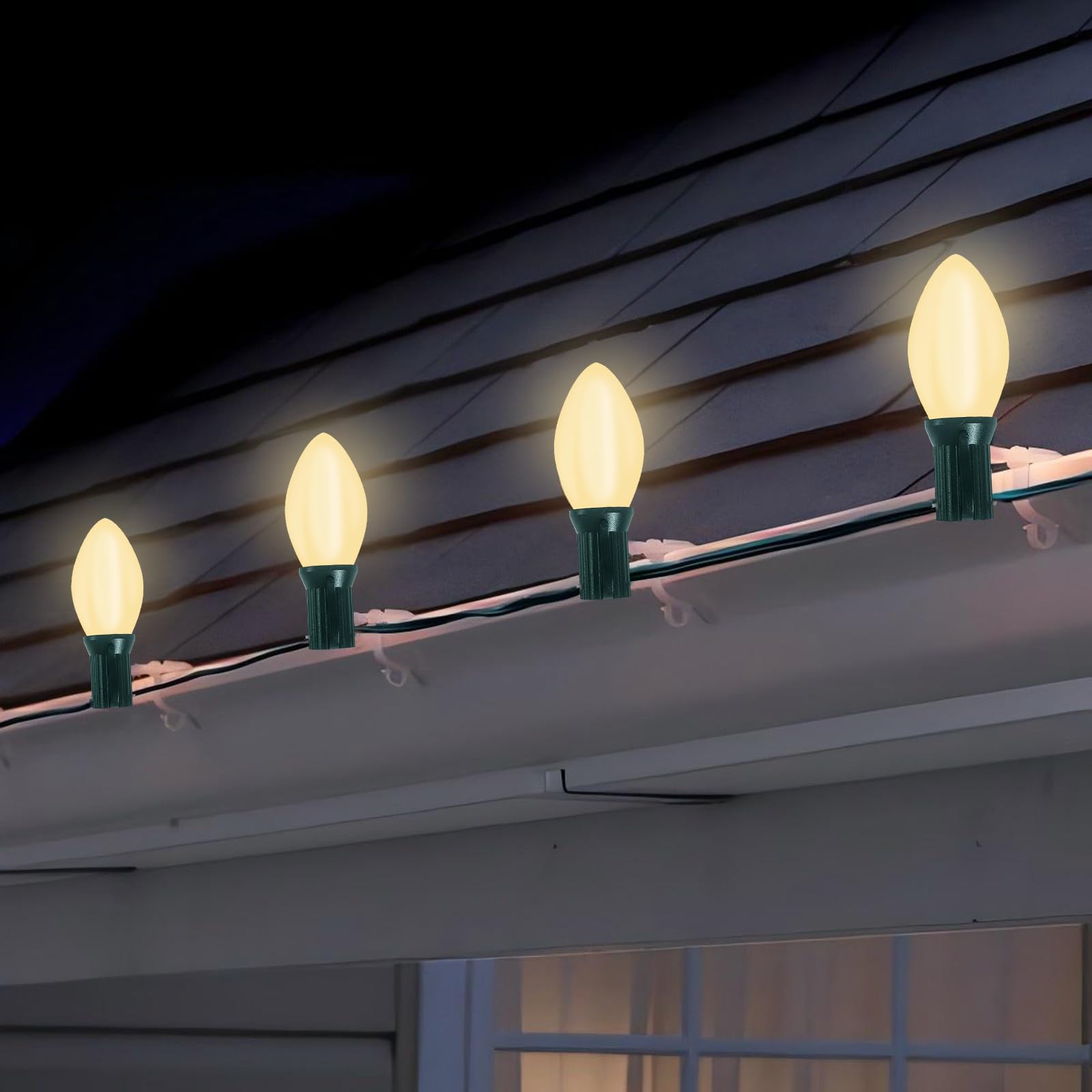 25 Pack C7 Led Replacement Light Bulbs, 0.6W Energy-Saving Led White Replacement Light Bulbs For Outdoor Christmas String Lights