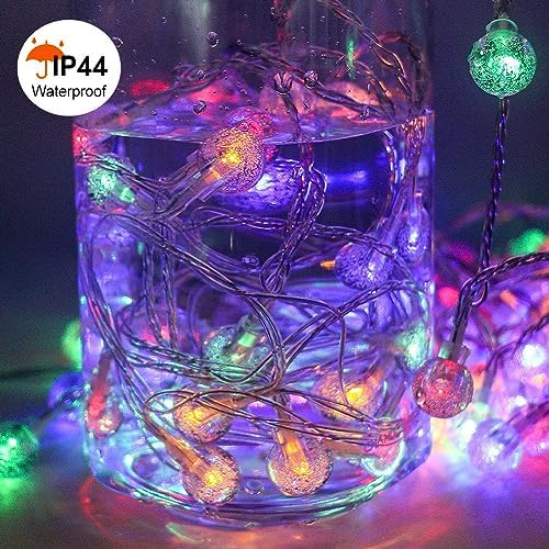 Rathun Multicolor Crystal Globe String Lights Plug In 116 Ft. 200 Led 8 Modes With Remote,Waterproof Fairy String Lights For Ind