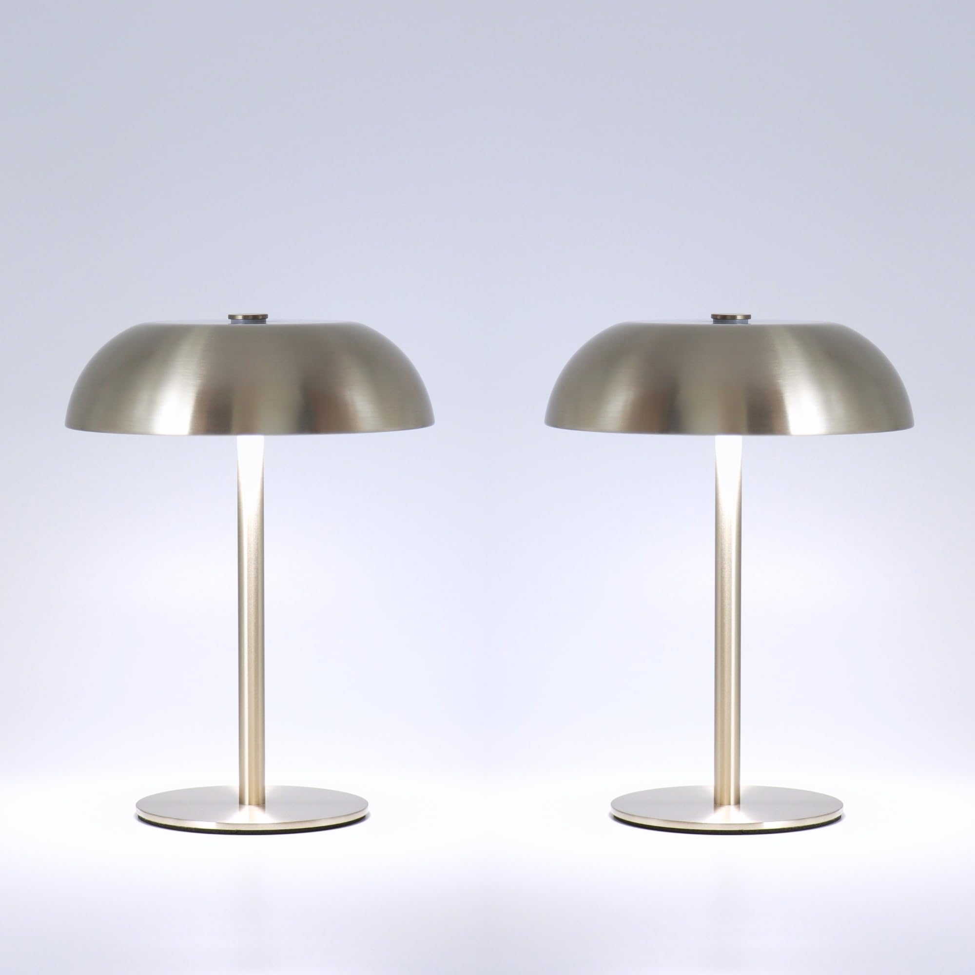 2 Pack Cordless Mushroom Table Lamp with 5200mAh Rechargeable Battery  Portable LED Night Light with Stepless Dimming  3 Color Modes for Bedroom  Patio  Bar Decor and Coffee Shop Ambiance (Silver)