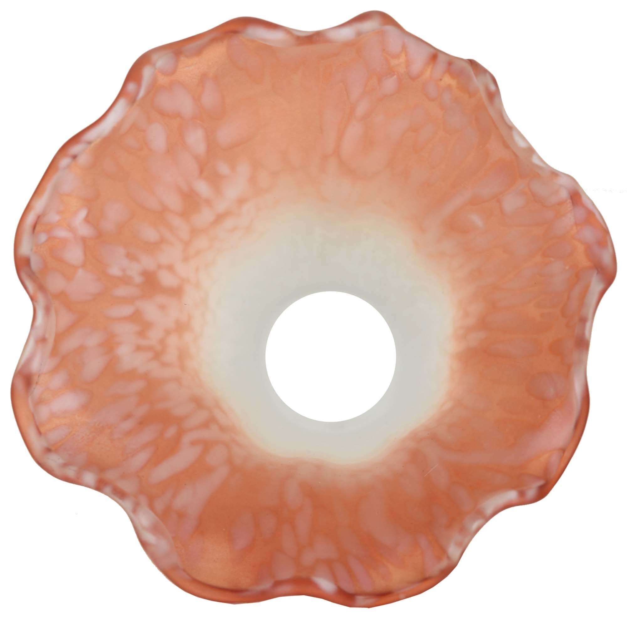 Bieye Lily Flower Blown Glass Lampshade - White Orange, Small I.D. 0.87" x O.D. 1", Model LILYSHADE