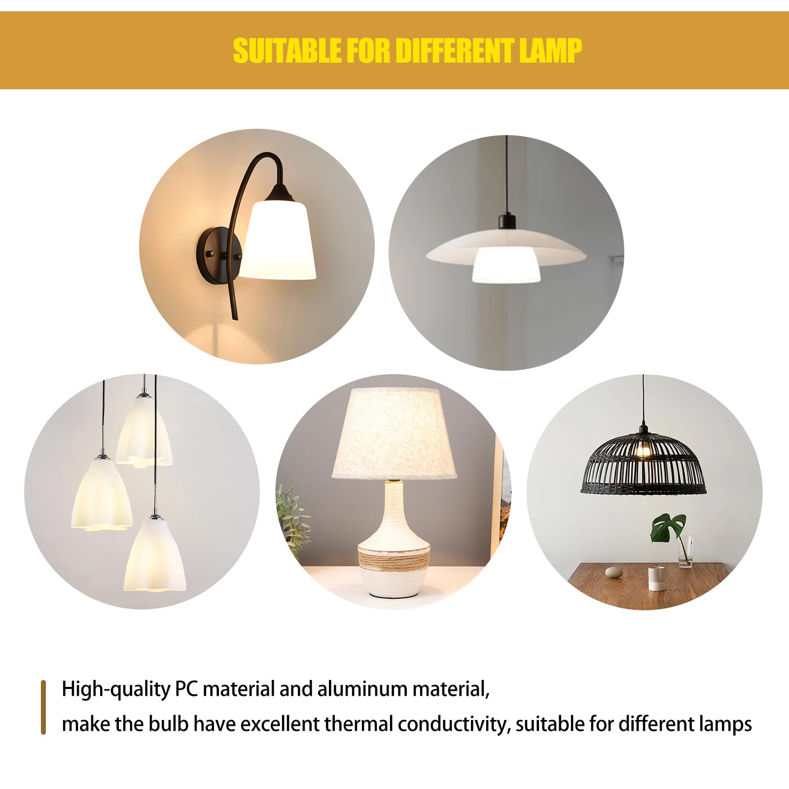 Noger Emergency Rechargeable Light Bulbs 6 Pack, A21 9W 3000K Battery Operated, 1200mAh for Home & Camping, Warm White