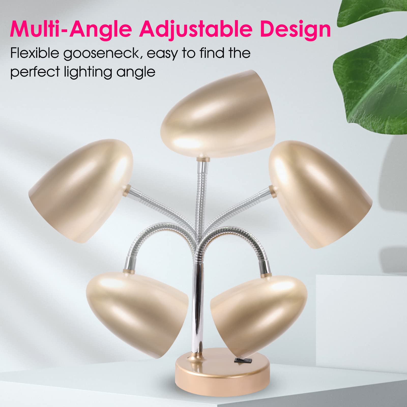ENERGETIC SMARTER LIGHTING LED Desk Lamp, 3.5W, 240LM, 4000K Cool White, Flexible Gooseneck, Gold, Model MTSL100