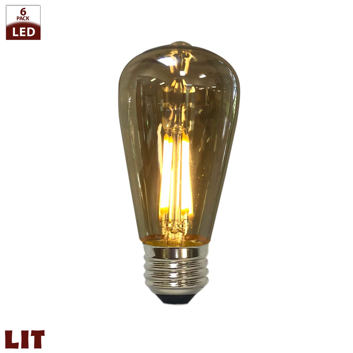 Royal Designs, Inc Lb-1507-6 Lb-1507-6 Vintage Dimmable Edison Light Bulb, St18/E26, Golden Smoke, 6 Count