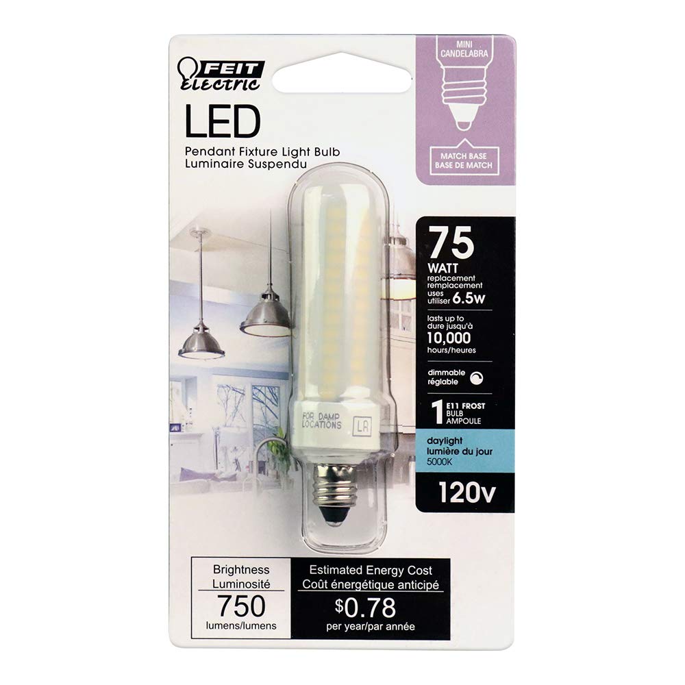 Feit Electric LED Light Bulb, 6.5W Equivalent to 75W, Dimmable, 750 Lumens, 5000K Daylight, Model BP75MC/850