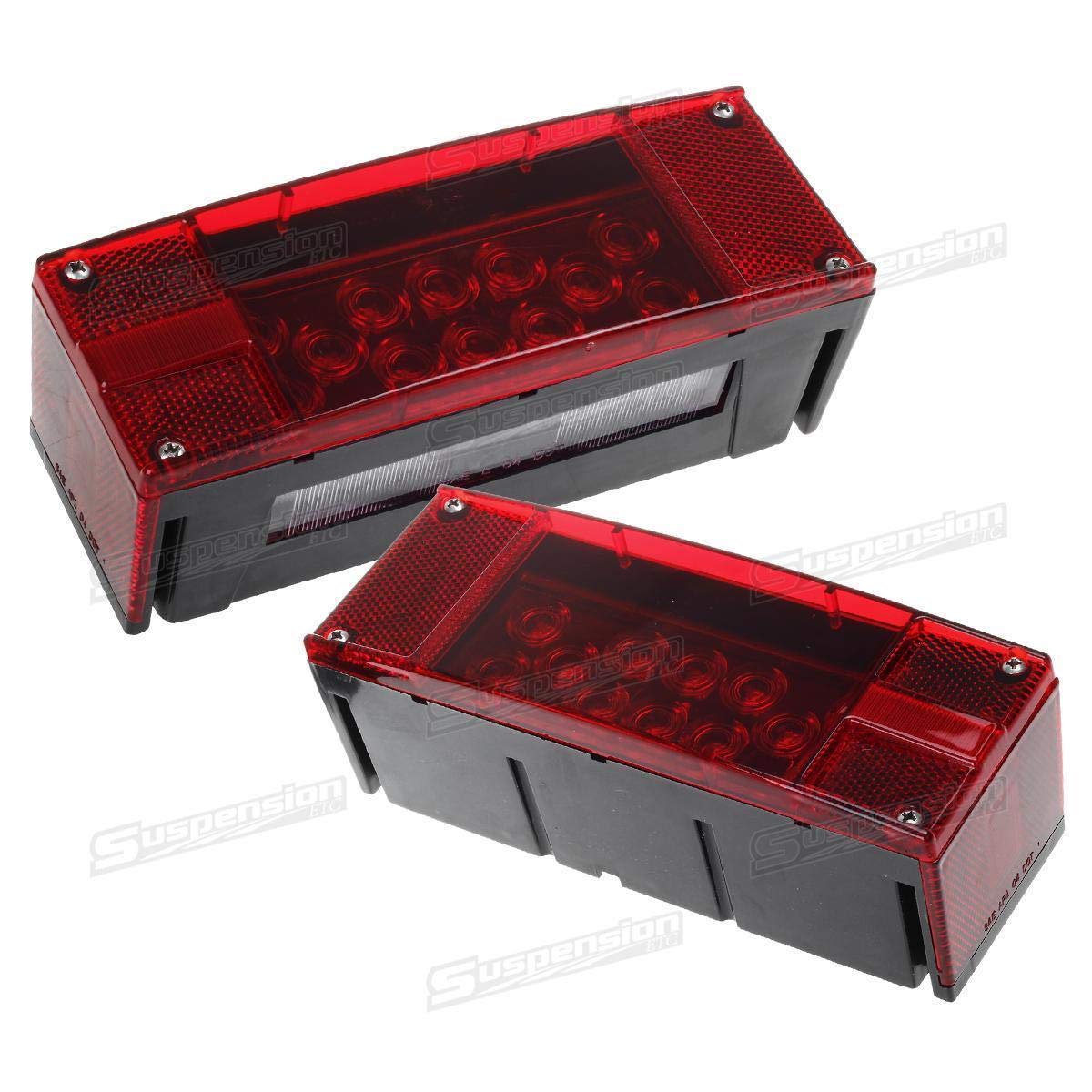 Left+Right/Over 12 Led Super Diodes For Each Light/Auto 2Pcs 12V Led Submersible Low Profile Rectangular Trailer Lights, Tail St