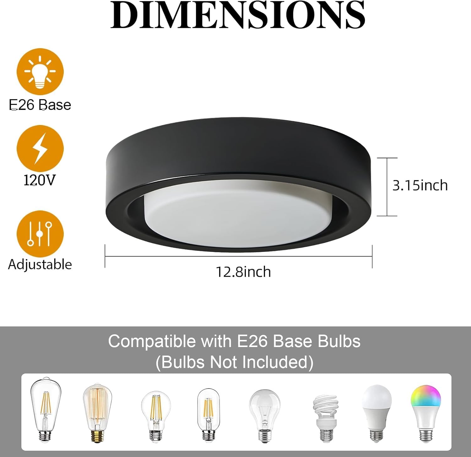 Cotulin Black Flush Mount Ceiling Light, 13 Matte Metal Fixture With White Frosted Glass Shade For Hallway, Bedroom, Outdoor