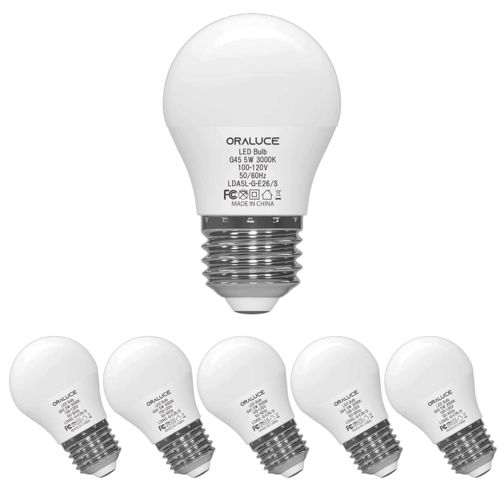Oraluce A15 Led Bulb 5 Watts Warm White 3000K,40W Equivalent Table Lamp Bulb, E26 Standard Screw Base G45 Shape Small Light Bulb