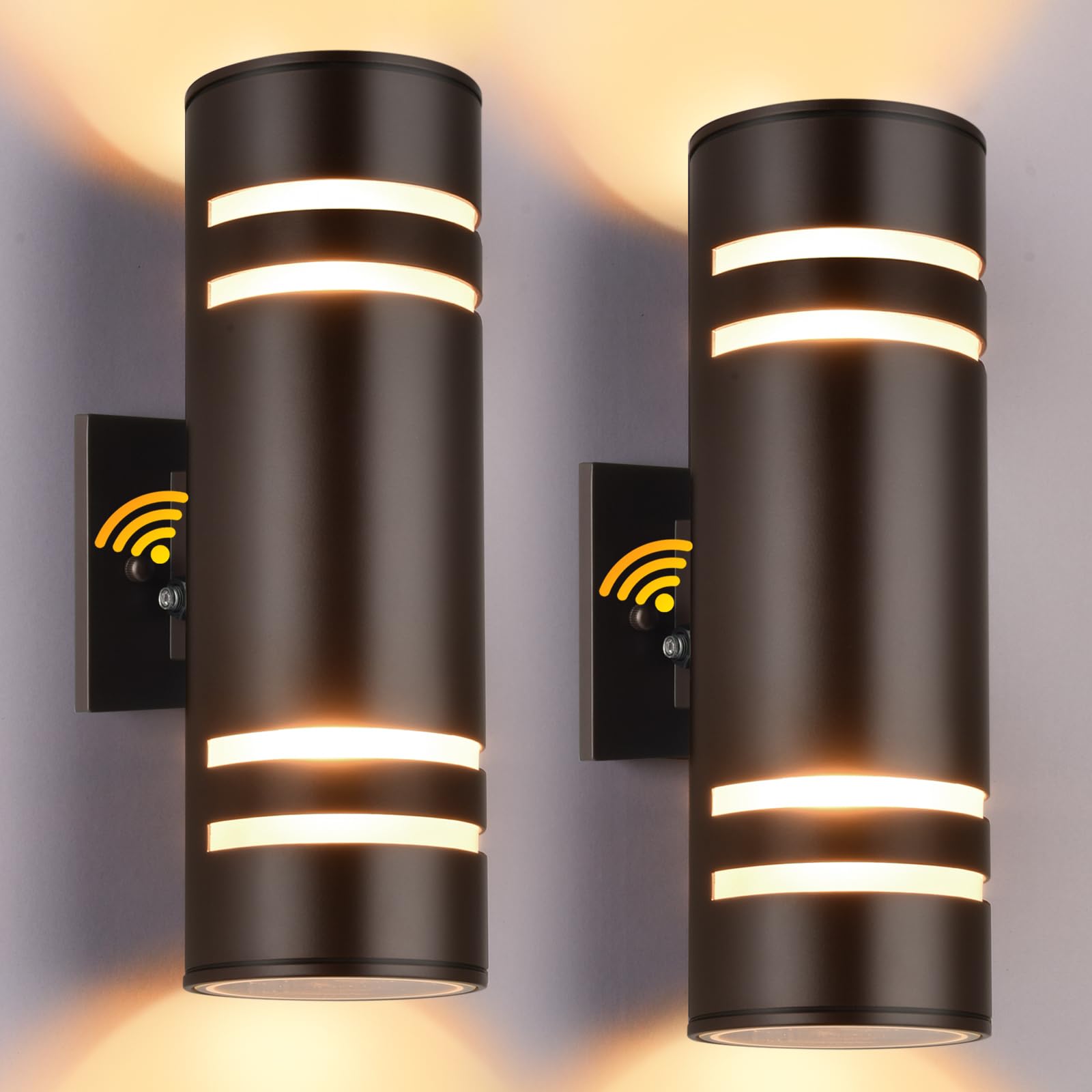 Housen Solutions Dusk to Dawn Outdoor Light Fixture 2 Pack, Aluminum IP65 Waterproof Porch Up Down Lighting, Oil Rubbed Bronze E