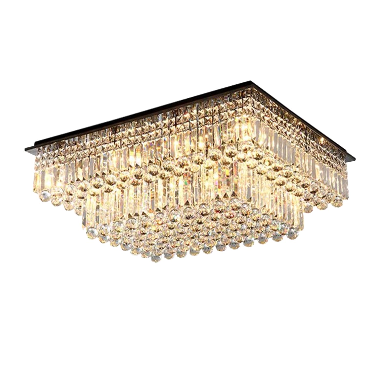 Siljoy Large Crystal Chandelier, 2-Tier Raindrop Design, L35.4 x W27.6, Silver, Model Siljoy-415