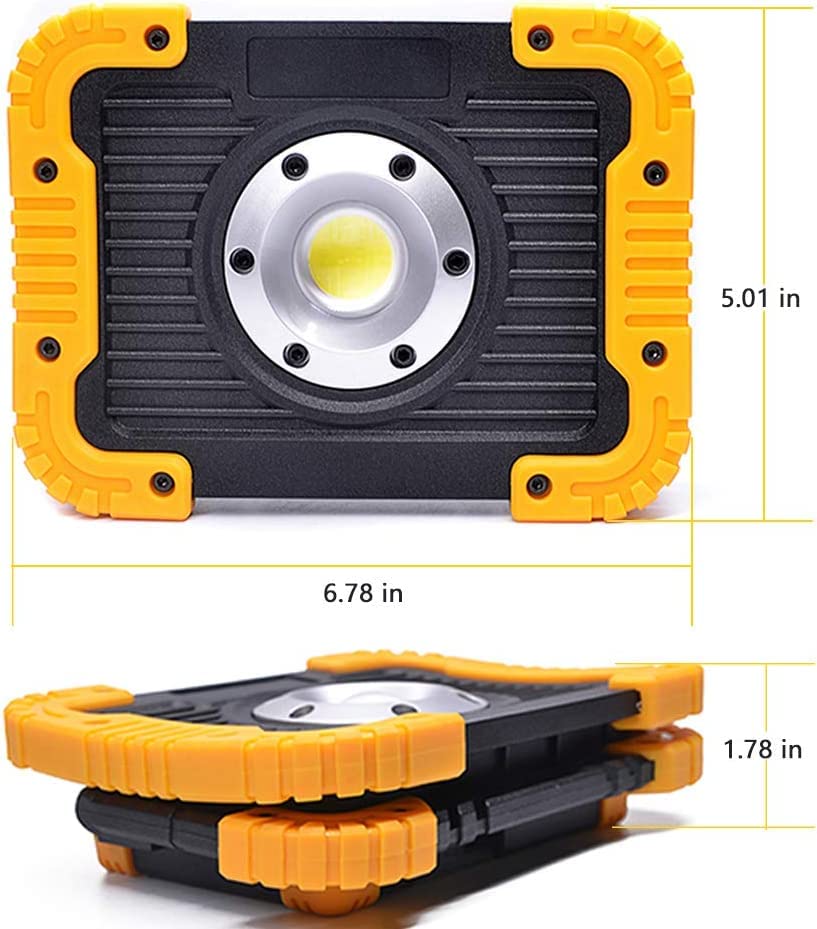 Yxqua Rechargeable Work Light, 30W Led Portable Flood Light, Super Bright Ip65 Waterproof With Usb Power Bank,180° Adjustable Stand For Job Site Lighting Outdoor Camping Emergency Car Repairing