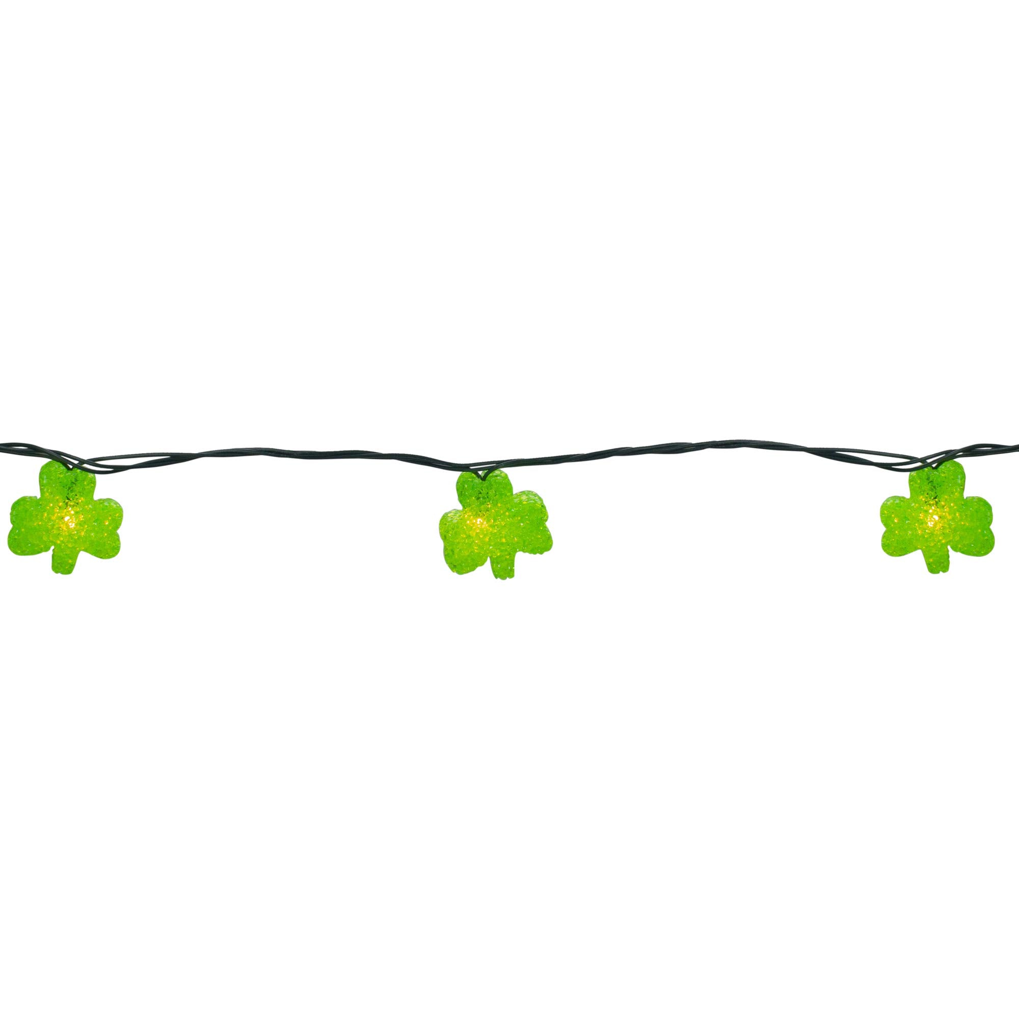 Northlight 10 Green Irish Shamrock String Lights - 7.25ft Green Wire, Plastic