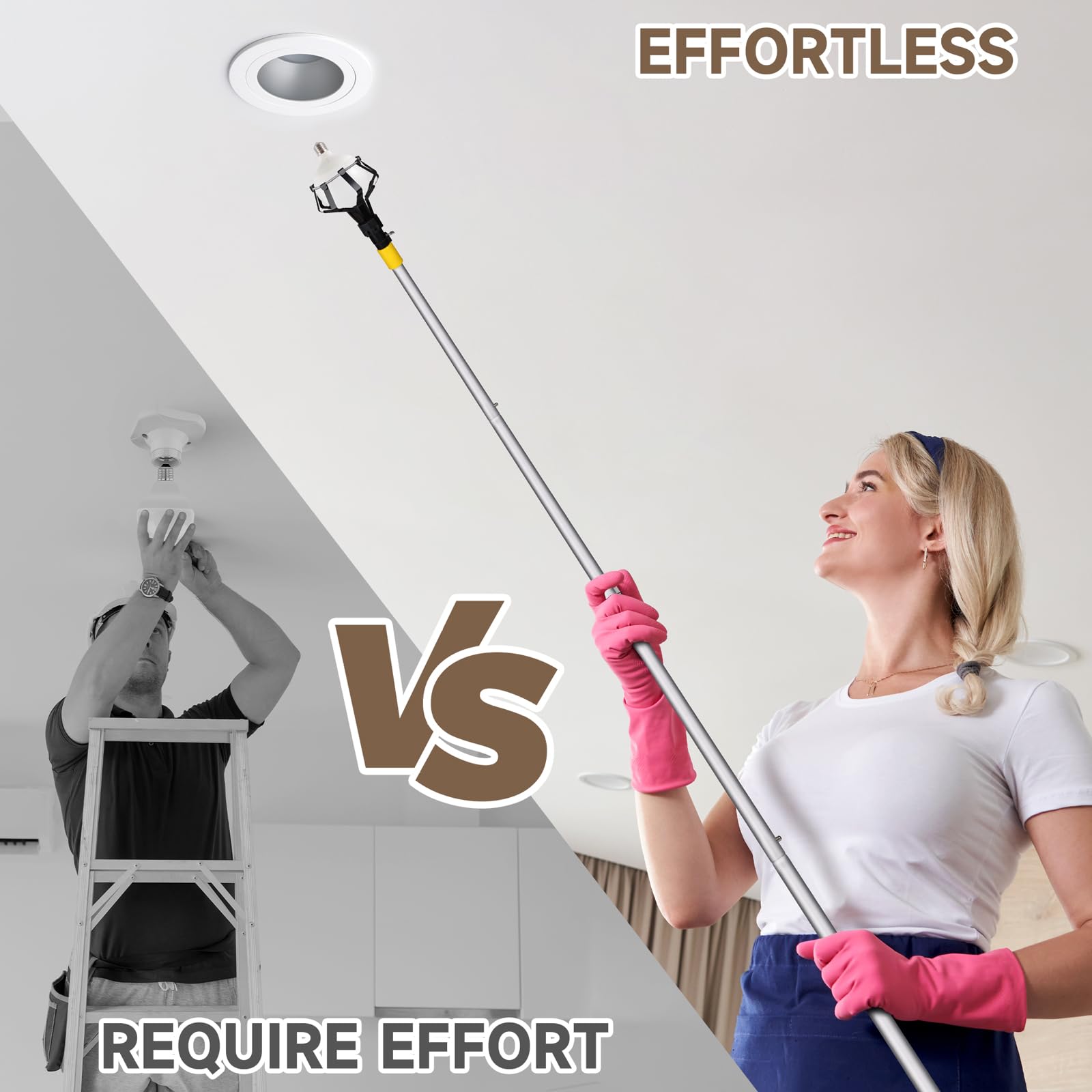 Liaakrr 12Ft Light Bulb Changer For High Ceilings, Light Bulb Changer With Baskets And Suction Cup,High Ceiling Light Bulb Chang