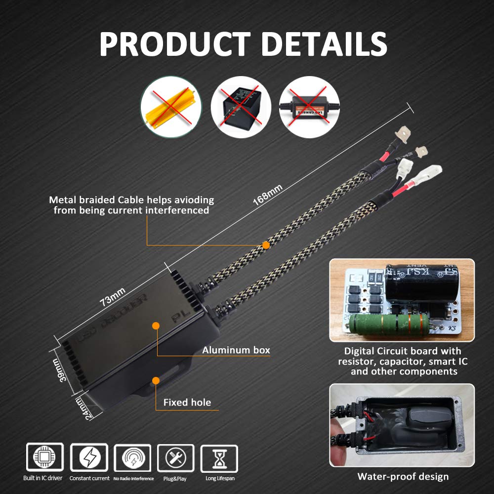 D-Lumina H1 H3 Anti Flicker LED Canbus Decoder, Resistor Decoders Error Free, Computer Warning Canceller Capacitors Wiring Harne