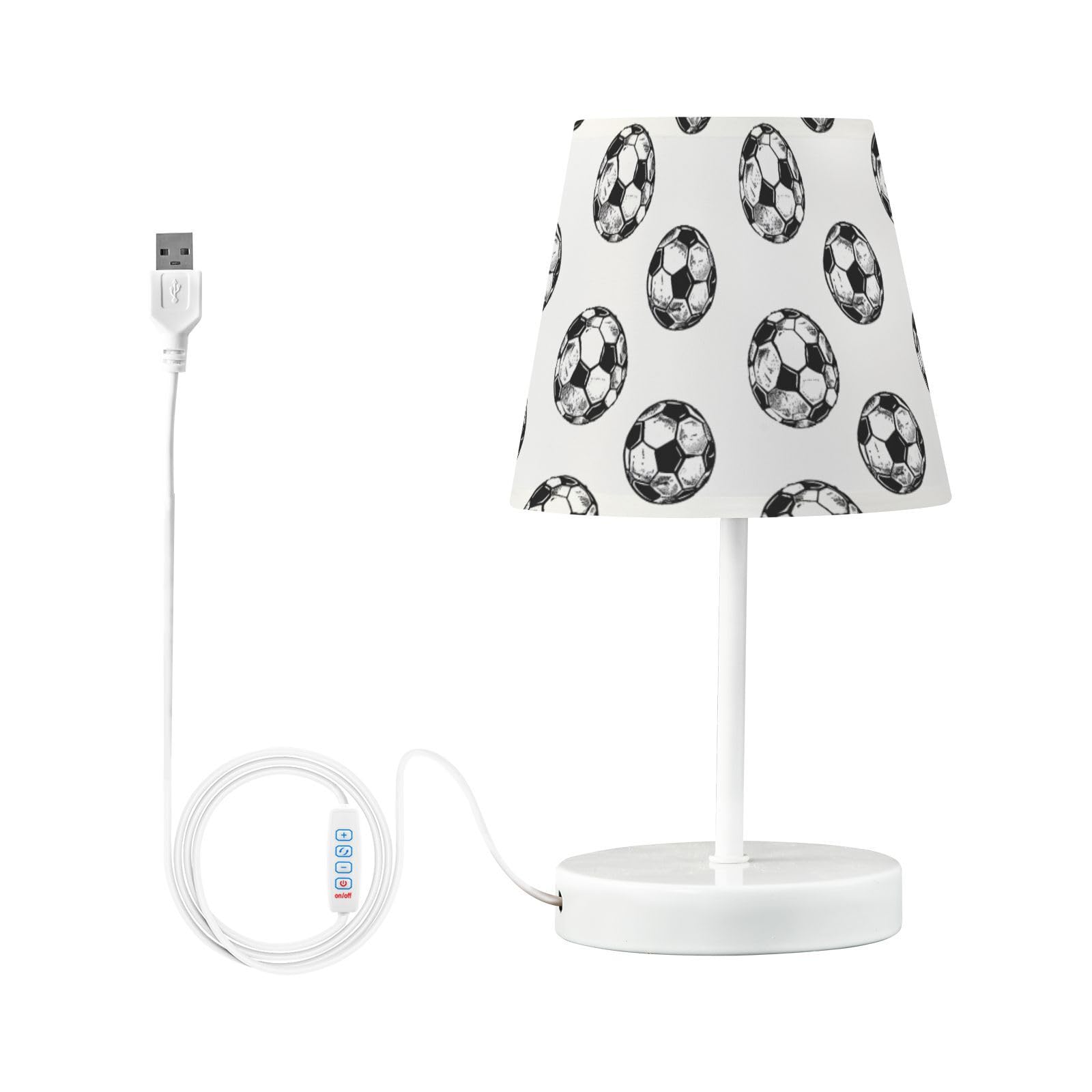 BOENLE Bedside Lamp Soccer Balls Pattern Table Lamp Bedroom LED Nightstand Desk Lamp Lampshade for Sleeping Living Room Dorm Off