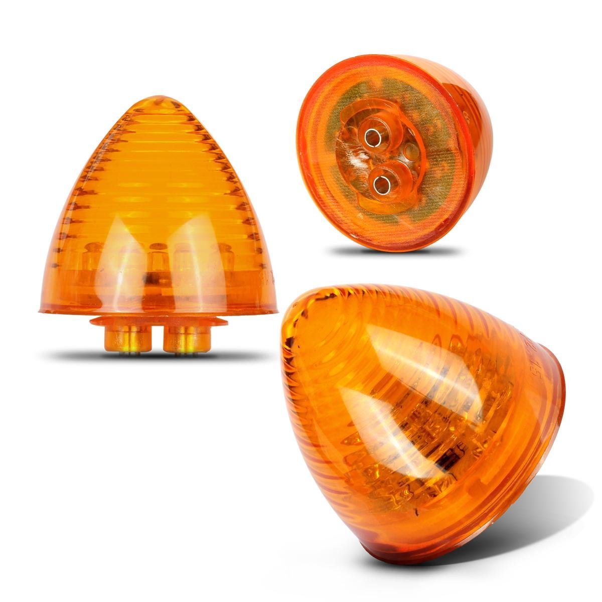 Partsam 2" Amber 9LED Beehive Side Marker Lights - Round Cone Clearance Lights for 12V Trailer, Model 13
