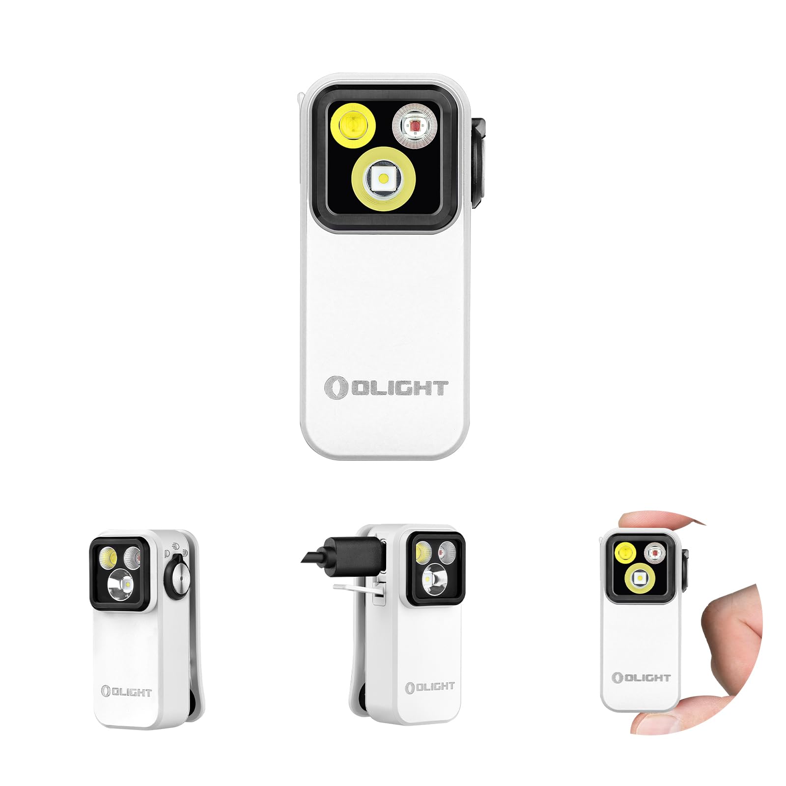 OLIGHT Oclip Pro Flashlight, 500 Lumens, Rechargeable, Type-C Charging, Magnetic, White, Model OCLIPPRO-WH-300000