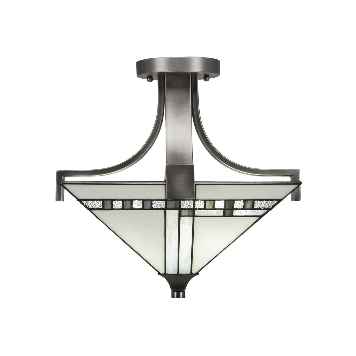 Toltec Lighting 579-GP-9552 Apollo 3 Light Semi-Flush, Square New Deco Tiffany Glass