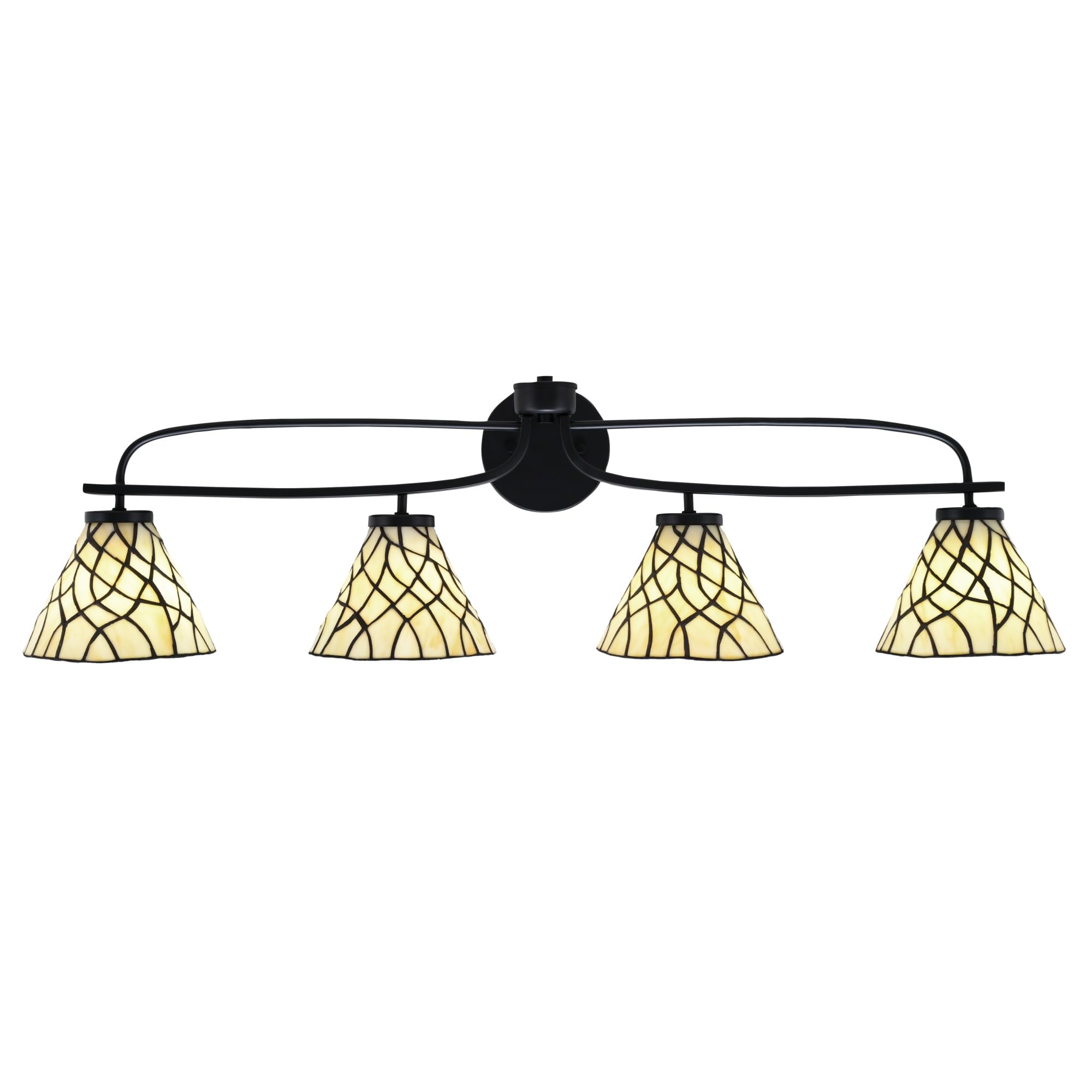 Cavella 4 Light Bath Bar Shown In Matte Black Finish With 7" Sandhill Art Glass