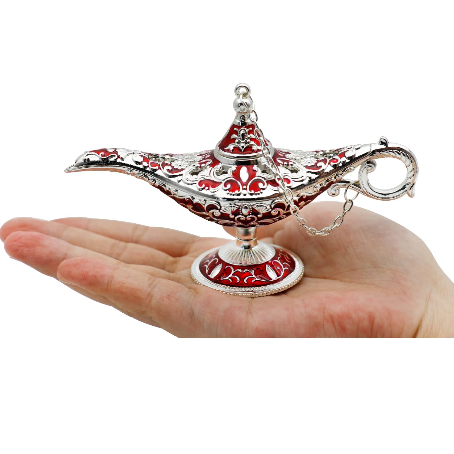 Hsiwto Aladdin Magic Genie Lamps - Classic Vintage Legend Magic Genie Light Costume Lamp For Home Wedding Table Decoration, Small Size Silver&Blue
