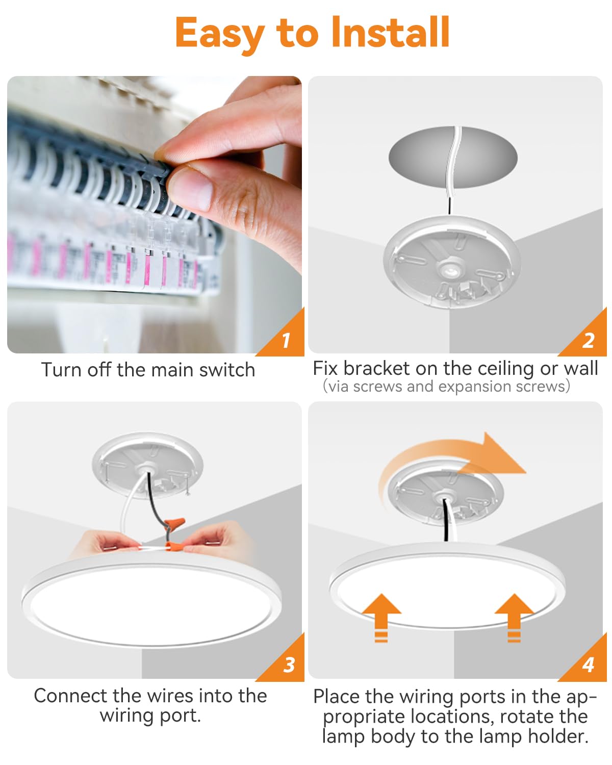 6Pack White Flush Mount Led Ceiling Light - 9Inch, 24Watt, 3000K/4500K/6000K, Ultra Slim For Bedroom, Living Room, Kitchen, Hall