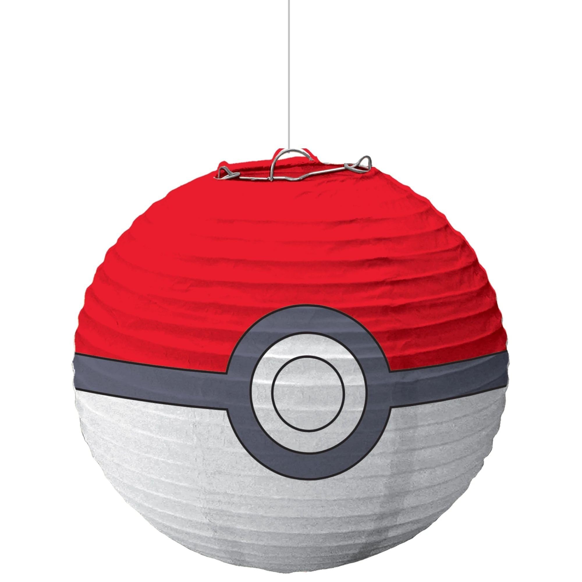 amscan Pokemon Ball Paper Party Lanterns - 9.5'' H | Red & White | Pack of 3