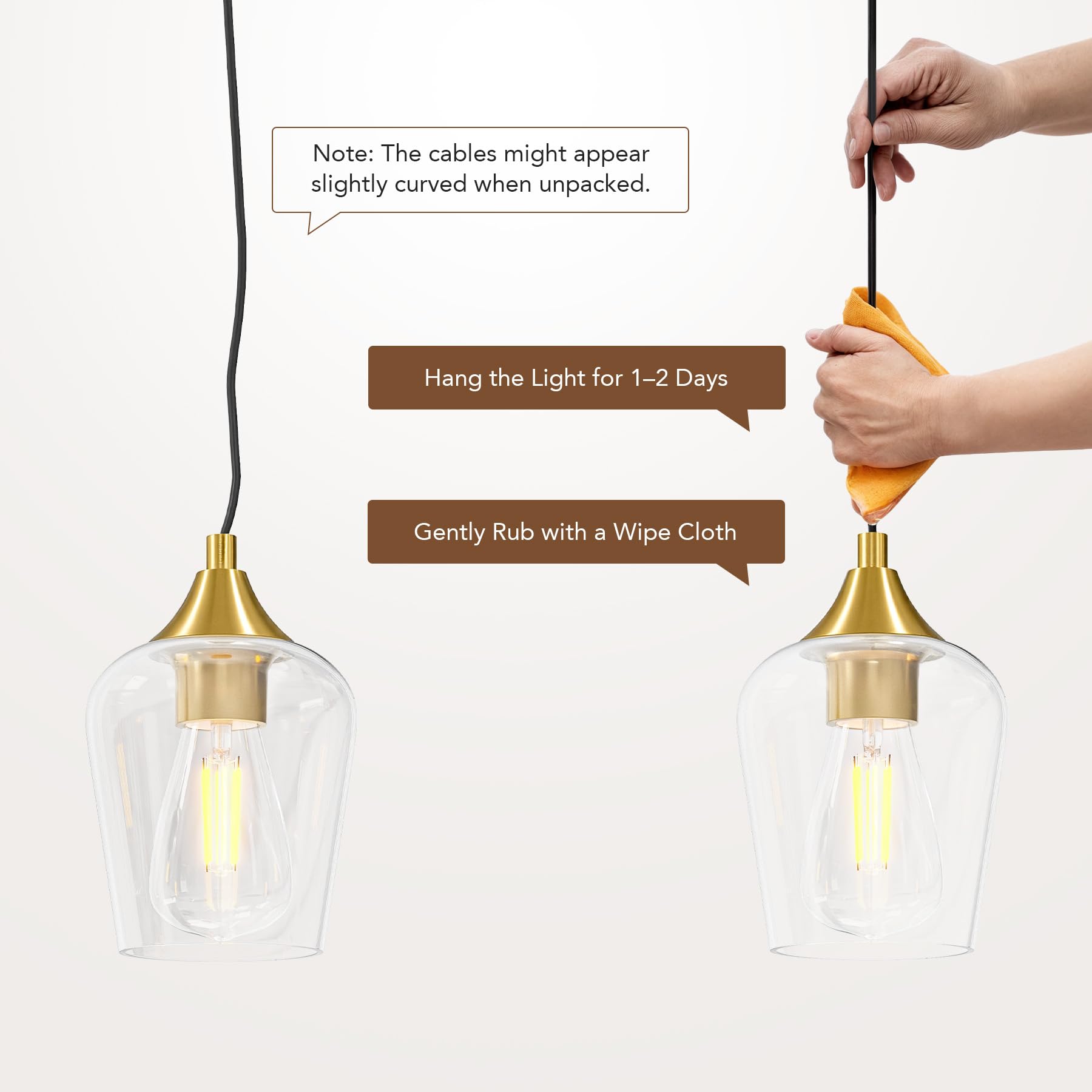 VONLUCE 5-Light Pendant Light Fixture, Modern Metal Pendant with Wine Glass Shades, Brushed Gold, Adjustable Height 10"-55"