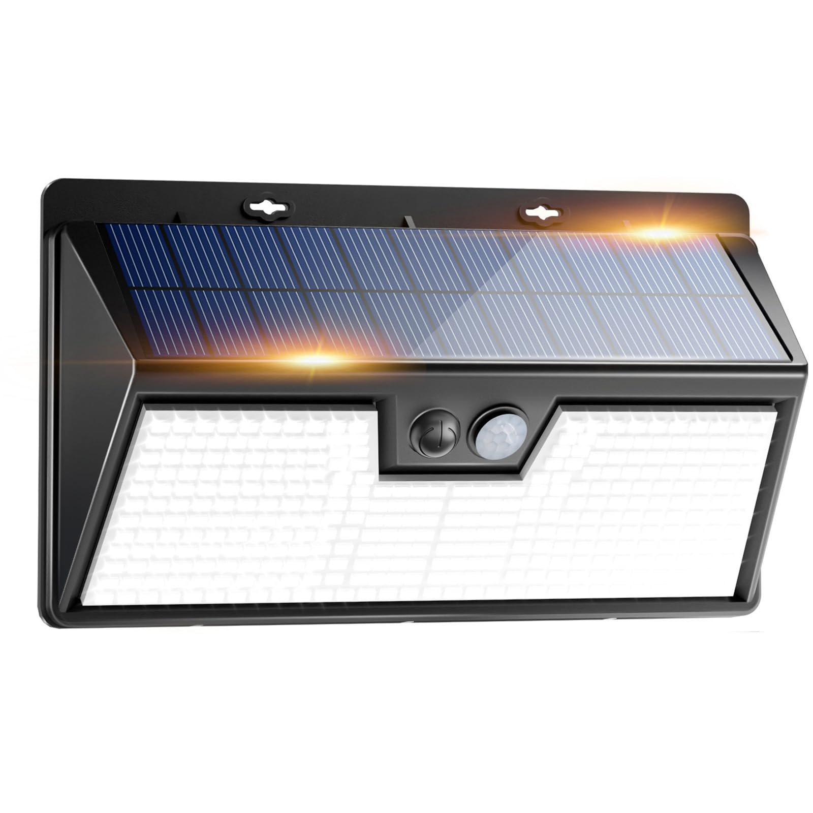 Peasur Solar Powered Motion Sensor Lights, IP65 Waterproof, 3 Modes, 1 Pack, Black Frame-Cool White