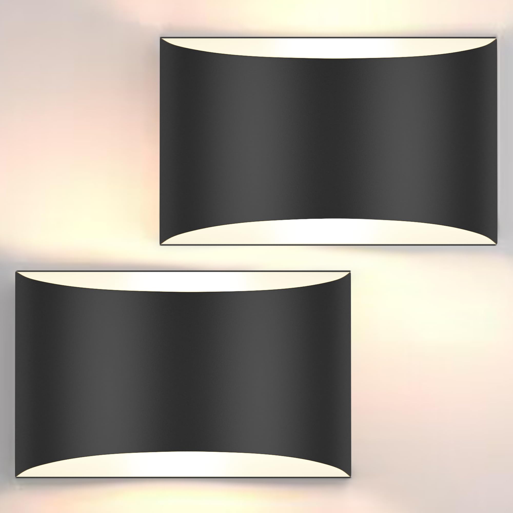 FOLKSMATE Modern LED Wall Sconces Set of 2, 3000K Warm White, Matte Black, 9.06 inch, Hardwired for Living Room, Bedroom, Hall