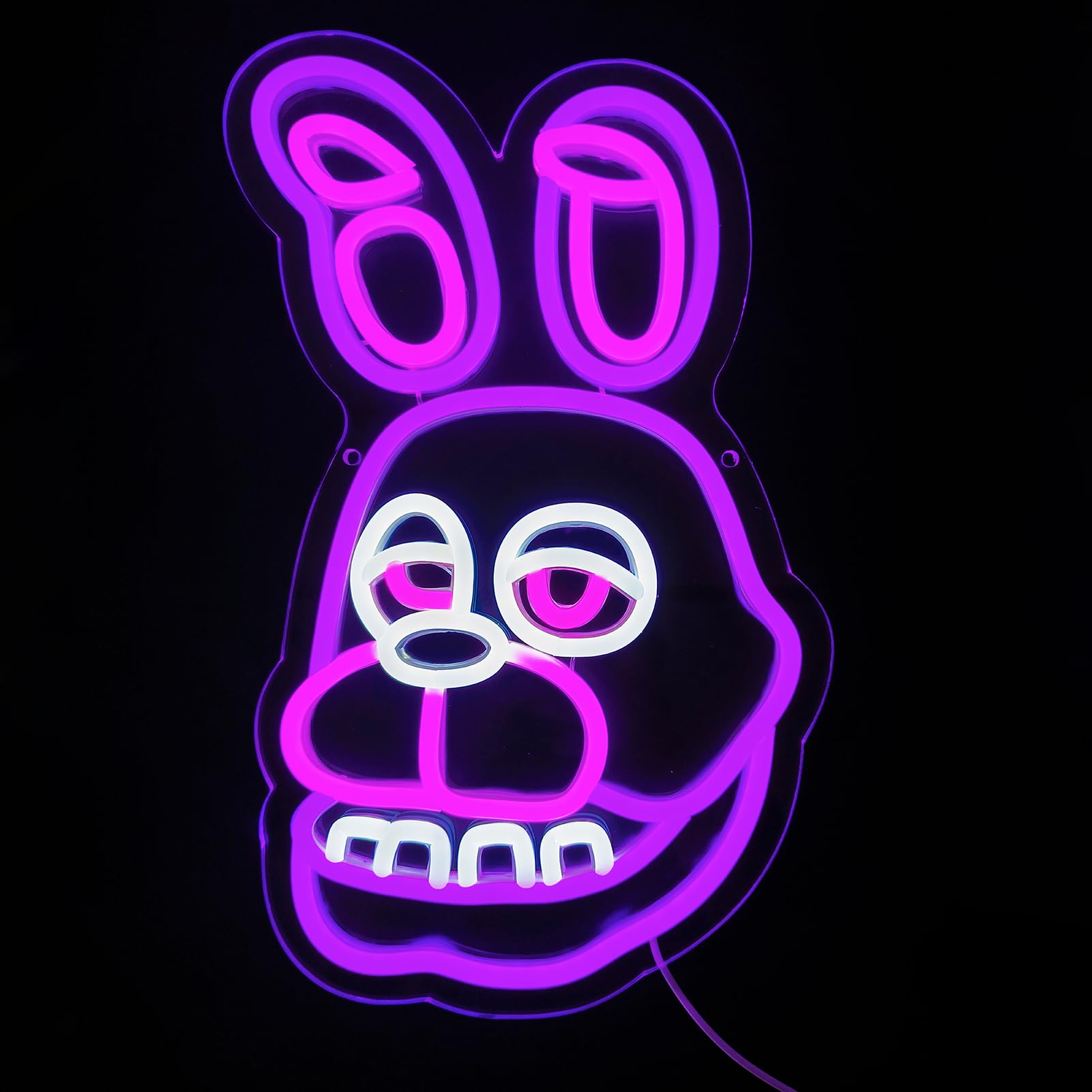 NAIYISI Funny Rabbit Neon Sign - LED Wall Decor, Acrylic, USB Powered, 14.1inx8.9in, Pink/Purple, Anime Design for Kids Room