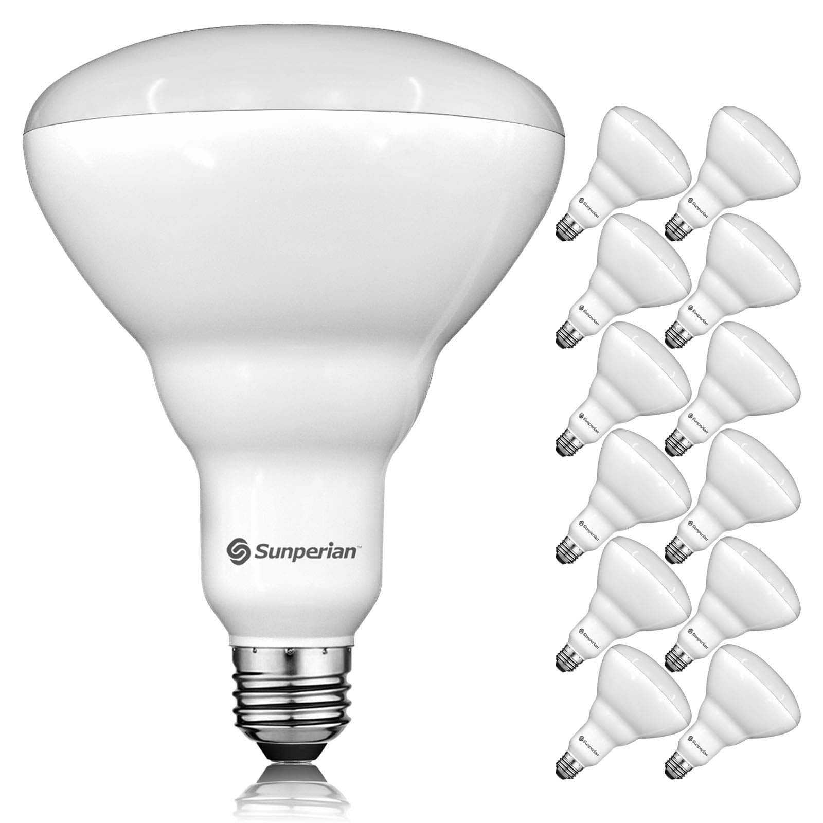 Sunperian 12 Pack Br40 Led Light Bulbs, 13W=85W, 5000K Daylight, 1400 Lumens, Dimmable Flood Light Bulbs For Recessed Cans, Encl