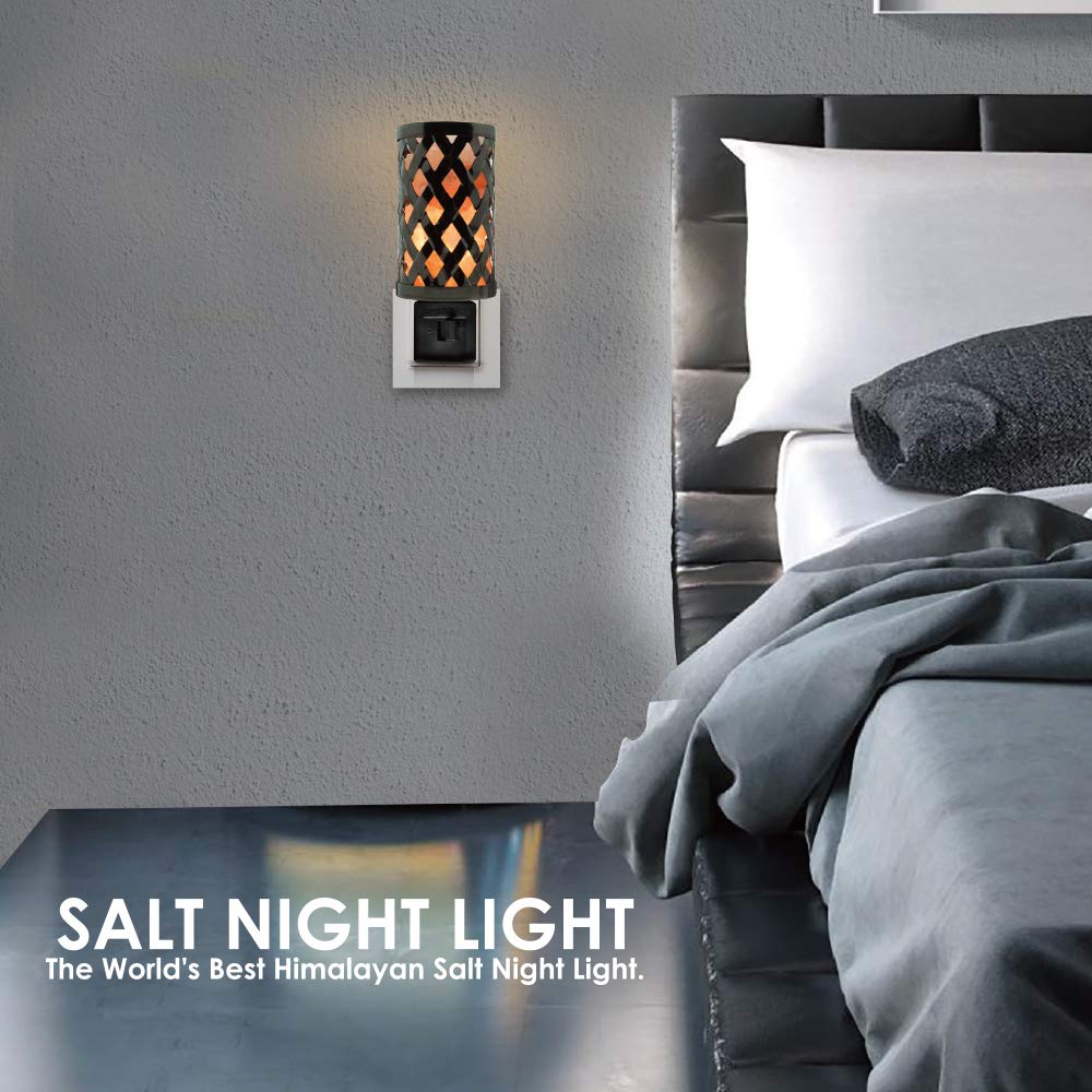 Himalayan Glow Salt Lamp Night Light with Pink Salt Chunks, 360° Rotatable Wall Plug, Orange, Model 1809