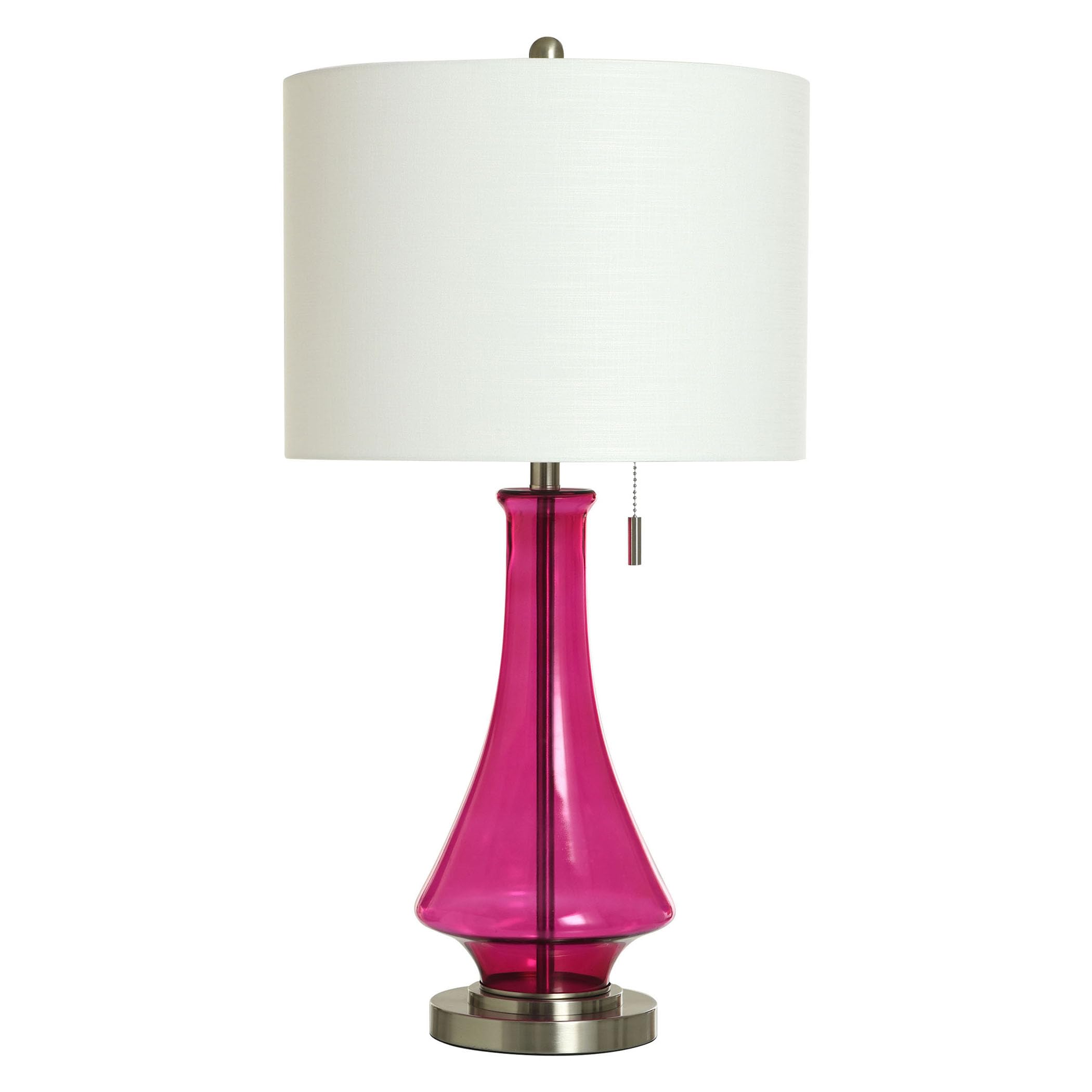 Style Craft Austin Allen James - Bleaker - Fuchsia Pink Glass Table Lamp with White Shade - 17 x 17 x 33
