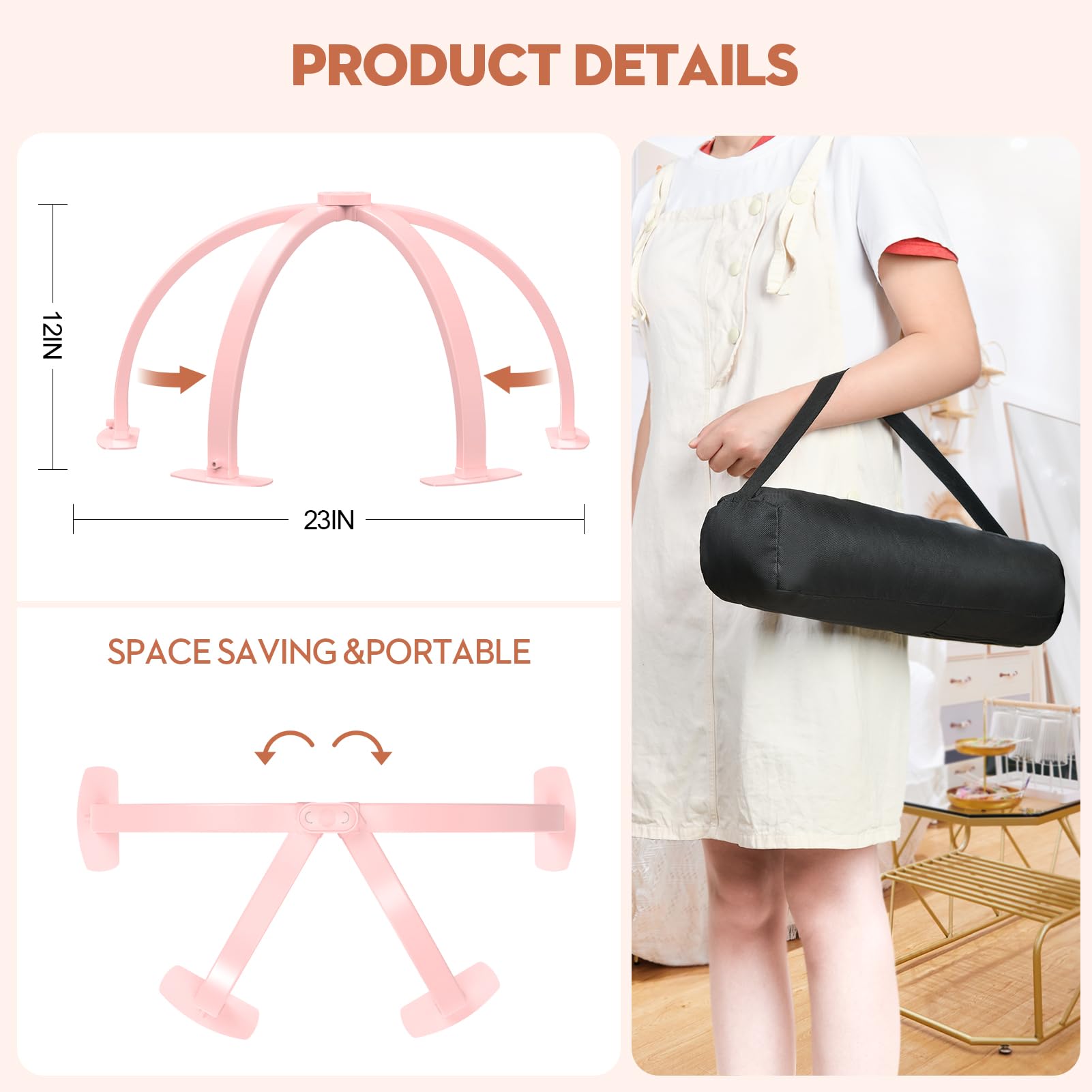 Slyfte Professional Large Half Moon Led Light For Nail Desk With Phone Holder For Nail Lamp, Foldable Arch Light For Nail Techs