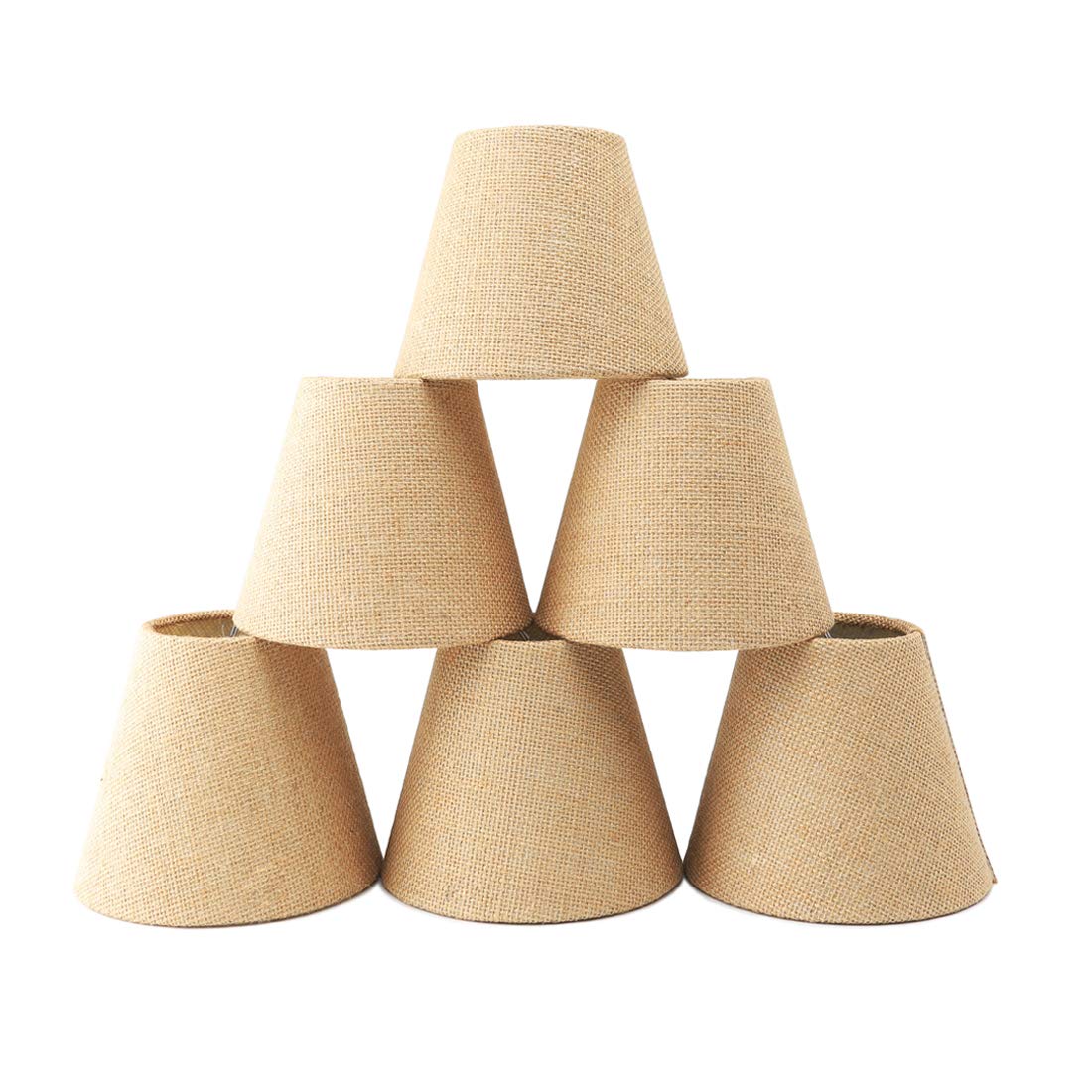 Eurus Home Small Lamp Shade Set Of 6 Burlap Chandelier Shades 3X6X5 Natural S03