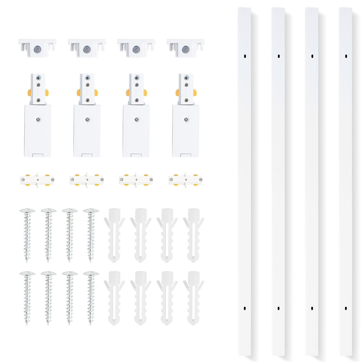 Vanoopee 13Ft H Track Lighting Rails Kit - White Aluminum, End Caps & Live End Connector