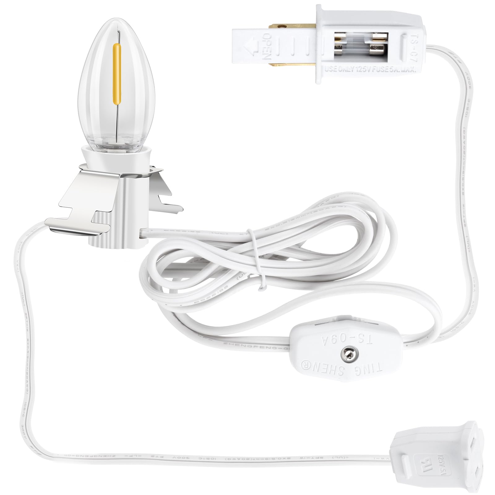 Accessory Cord with One Led Light Bulb, LED Light Bulb C7 Cord Clip Lights Christmas Halloween Cabin,Blow molds,Outdoor Atmosphere Decoration, Holiday Craft Decorations