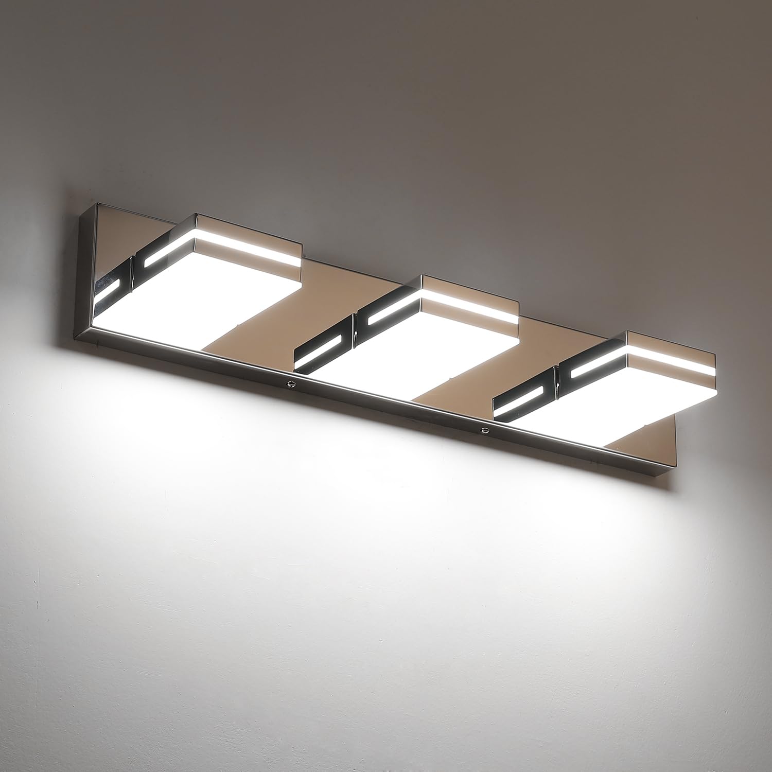 SineRise 3-Light LED Bathroom Vanity Light Fixture, Dimmable, 24-Inch, Chrome Acrylic, Model H0001-18