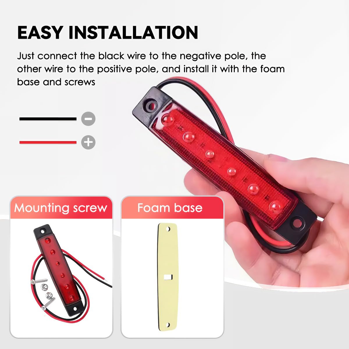 TZnponr Marine Boat Lights, 12V Waterproof Navigation & Courtesy Lights, Red, 10PCS Set for Yacht, Fishing, Sailboat, Kayak, Pontoon