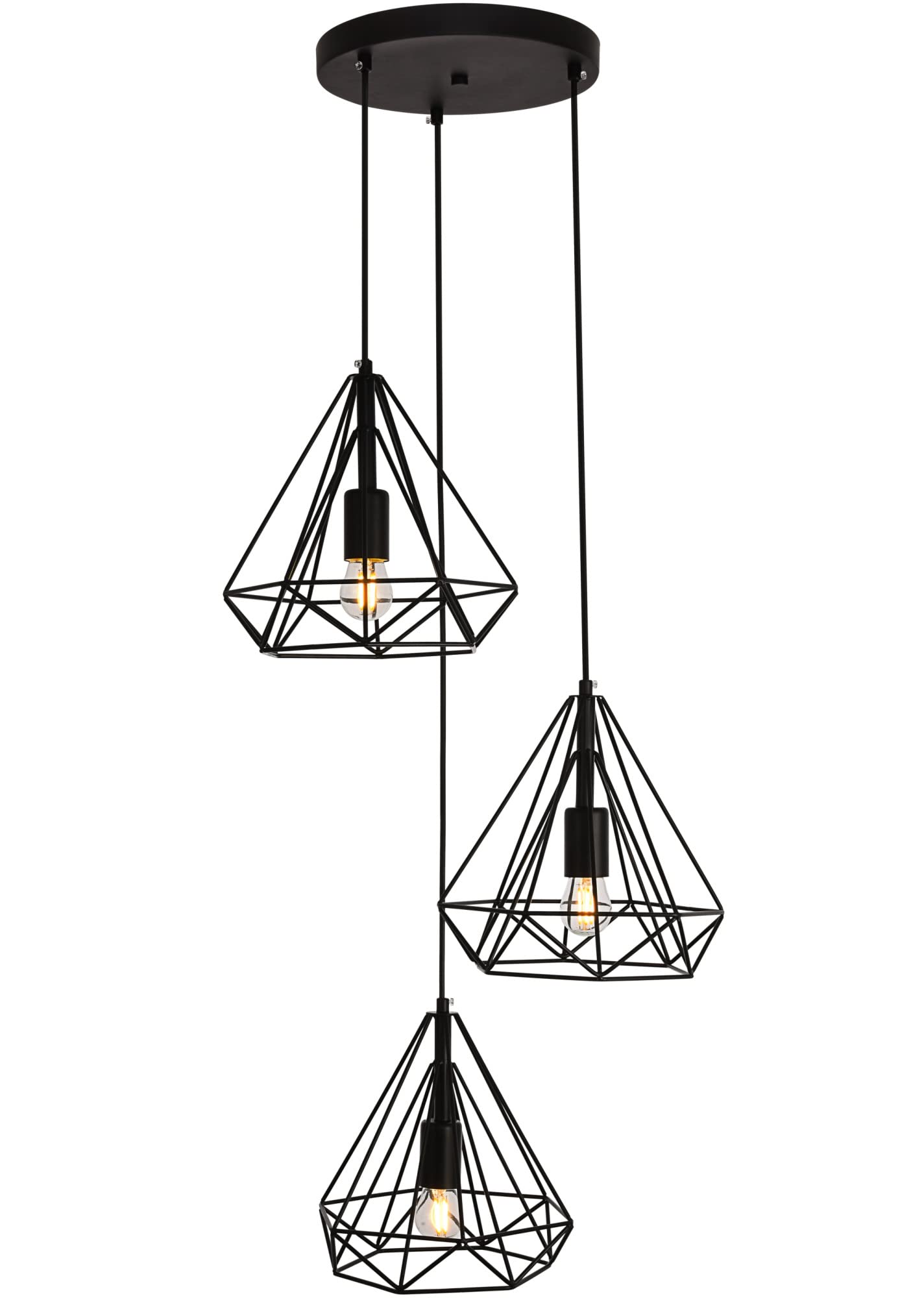 Elegant Lighting Living District Jago Collection Pendant D18.1 H24.3 Lt:3 Black Finish