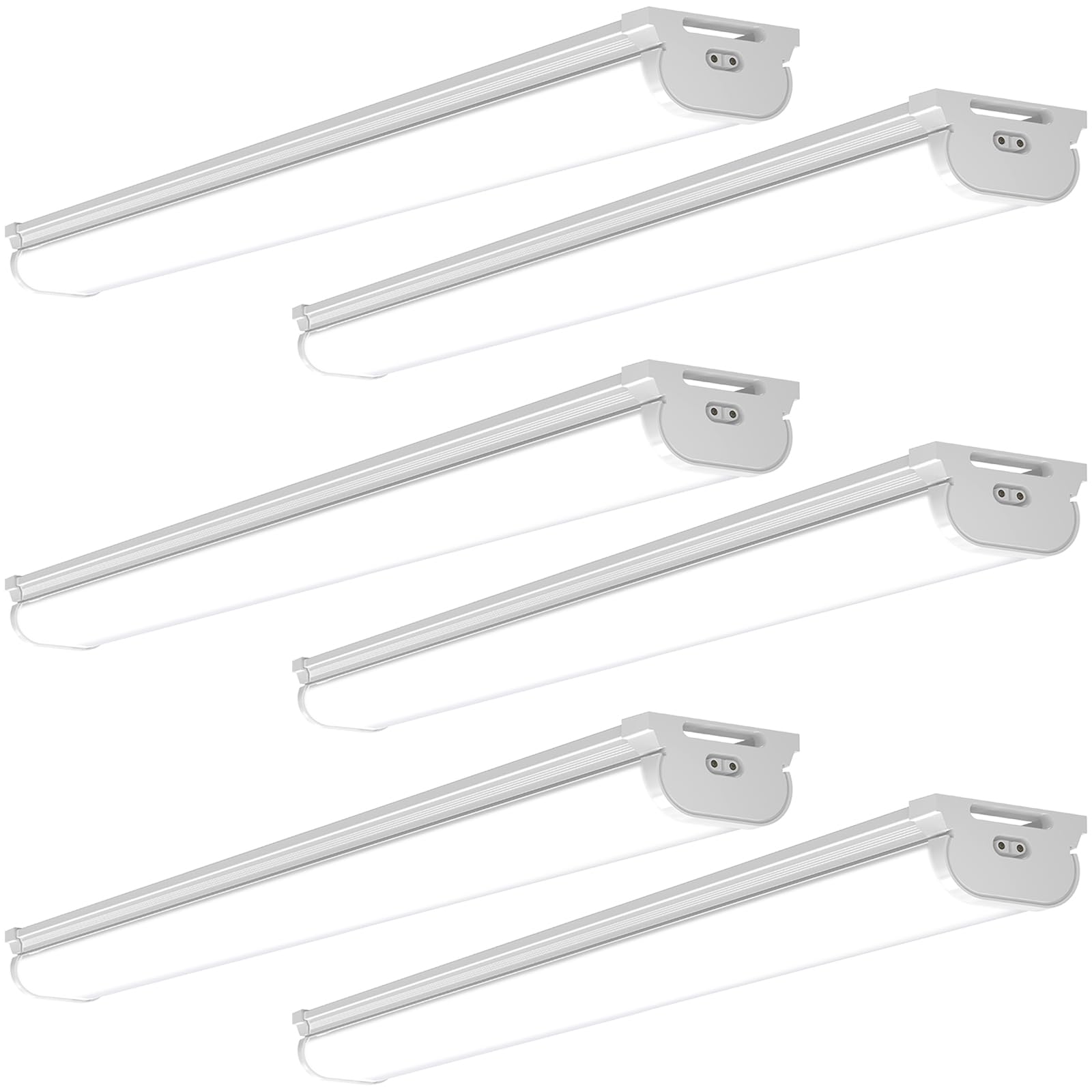 Barrina LED Shop Lights 4FT  5000K Daylight White  45W  5000LM  Hidden Wiring  Linkable 4FT Light Fixture Cord with ON/Off  Frosted Cover  LED Ceiling Light for Workshop  Garage  Kitchen  6 Packs
